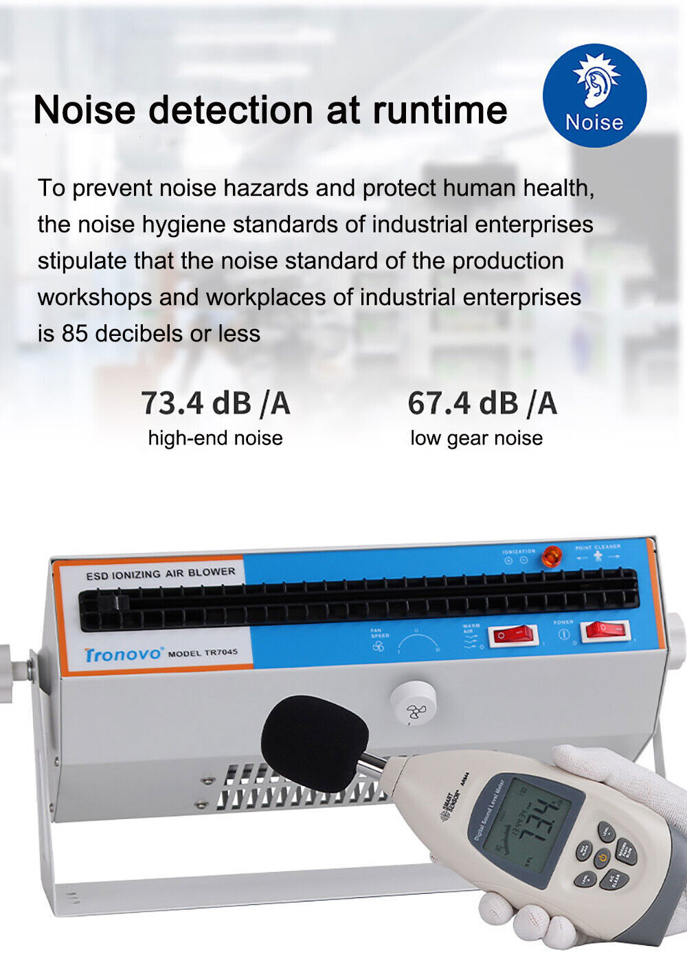 Anti-Static Ionizer Ionizing Air Blower Ion Fan Discharge Static Eliminator 110V