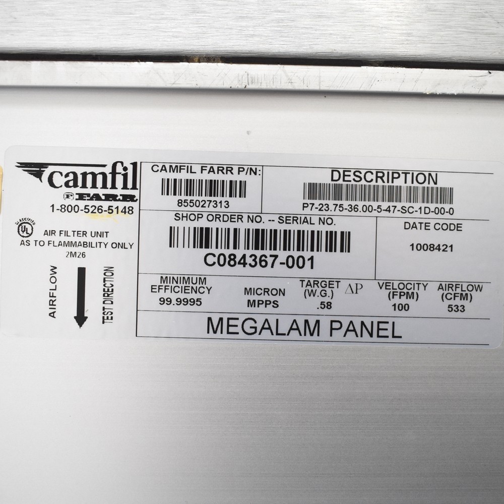Techsol 533cfm Fan Filter Unit FFU + Camfil Farr 36″ x 24″ Megalam Panel 99.9995