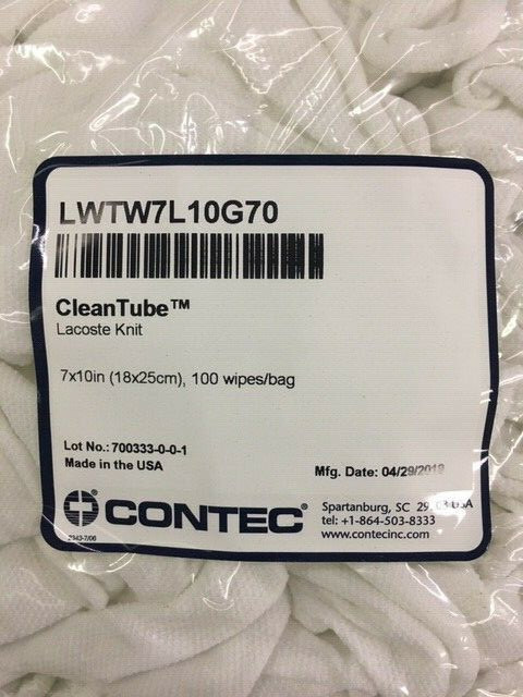 Contec CleanTube Clean Room Wipes 7″ X 10″ 100 Wipes per Bag LWTW7L10G70 New