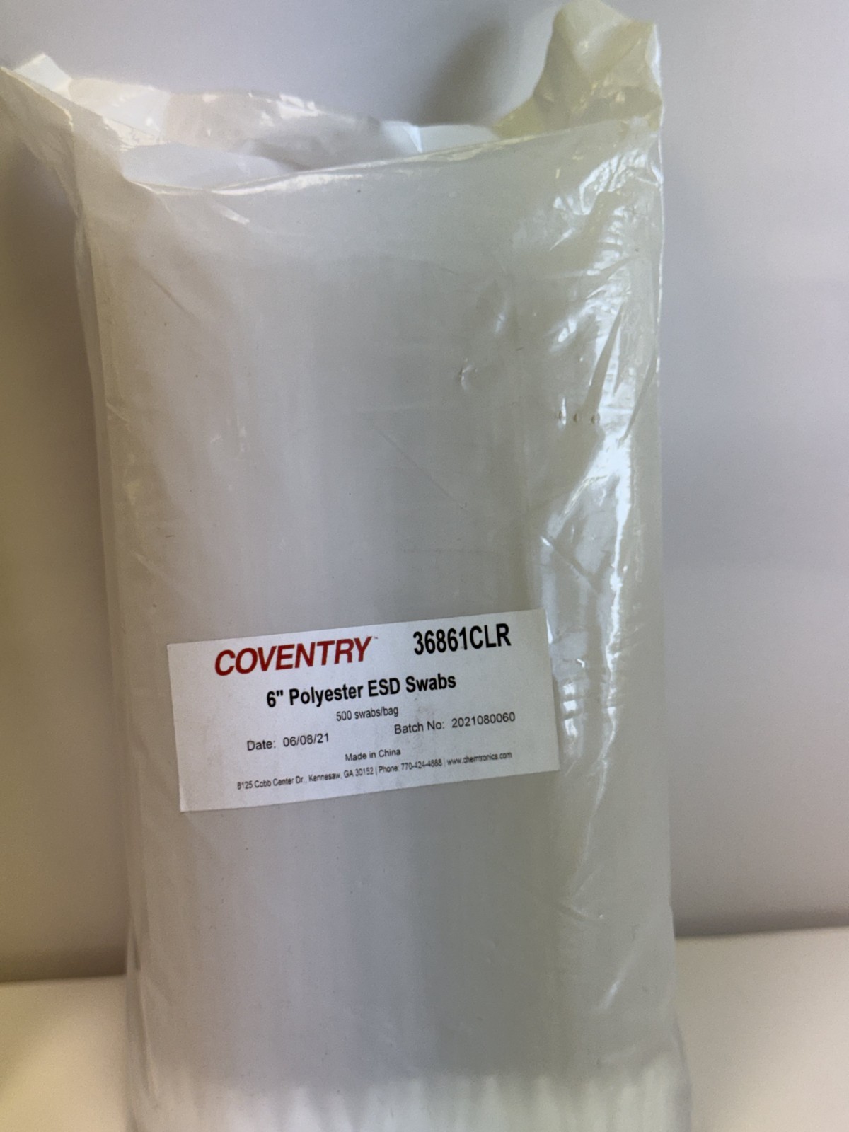 COVENTRY Polyester ESD Swabs 6″ 36861CLR, 500swabs/bag
