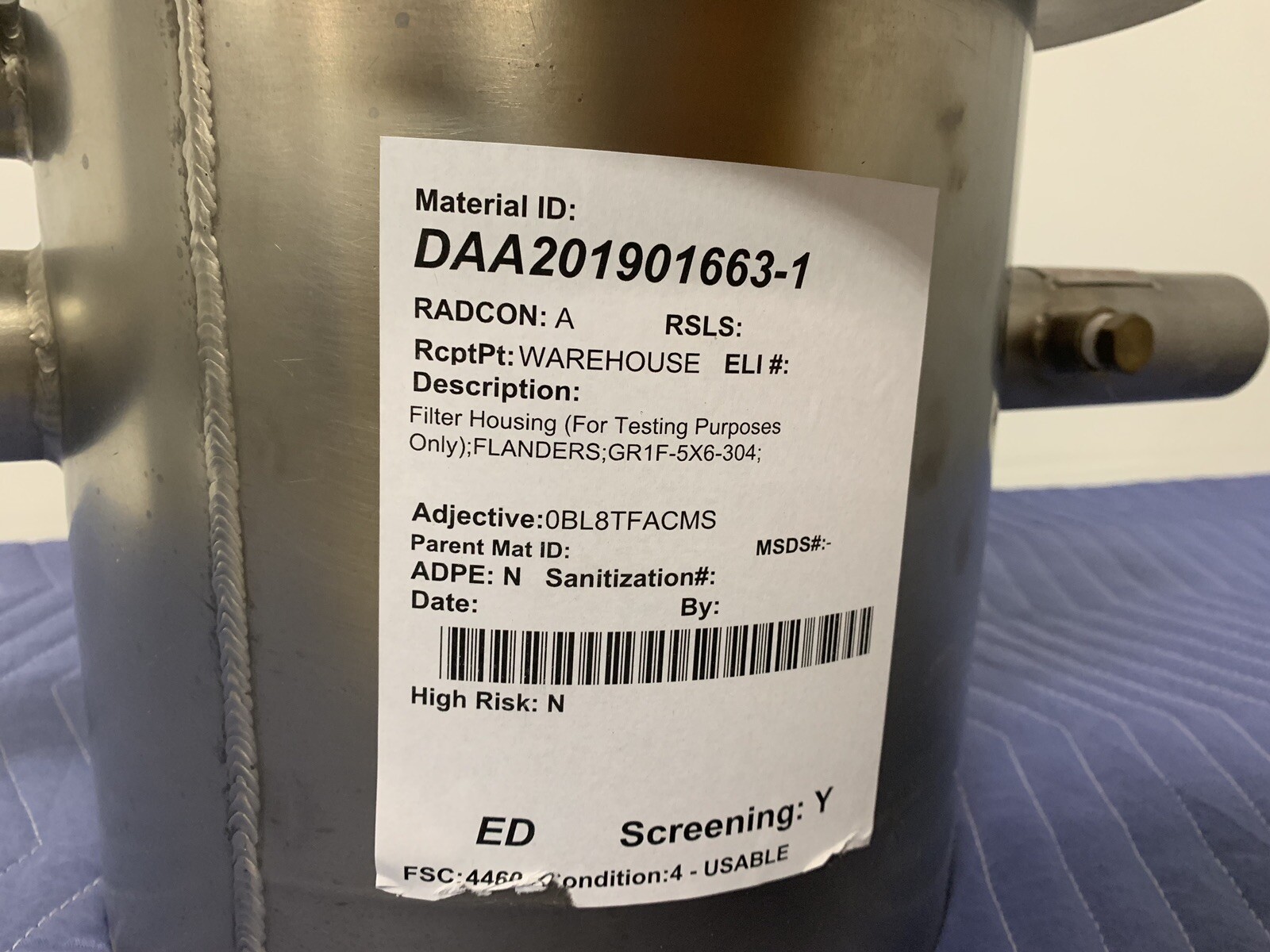 Flanders/CSC GRF Series Bag-In/Bag-Out Filter Housing GR1F-5X6-304 for Training