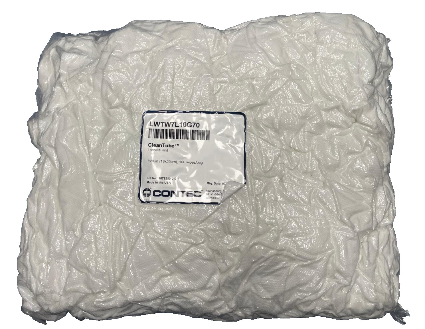 Contec CleanTube Clean Room Wipes 7″ X 10″ 100 Wipes per Bag LWTW7L10G70 New