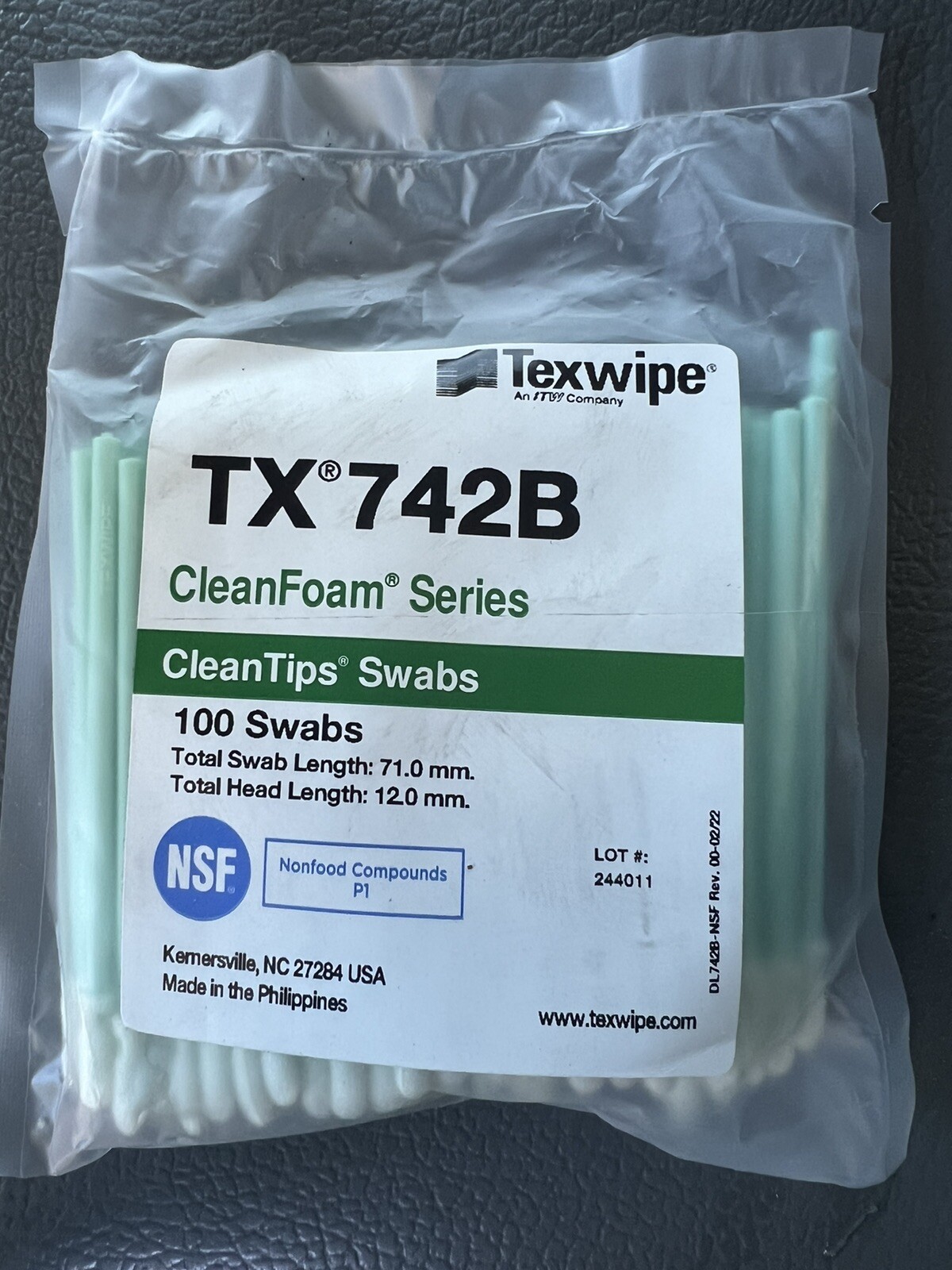 Texwipe Small TX N742B Rigid Tip Series CleanTips Swabs 100 Each Bag =500 Lot