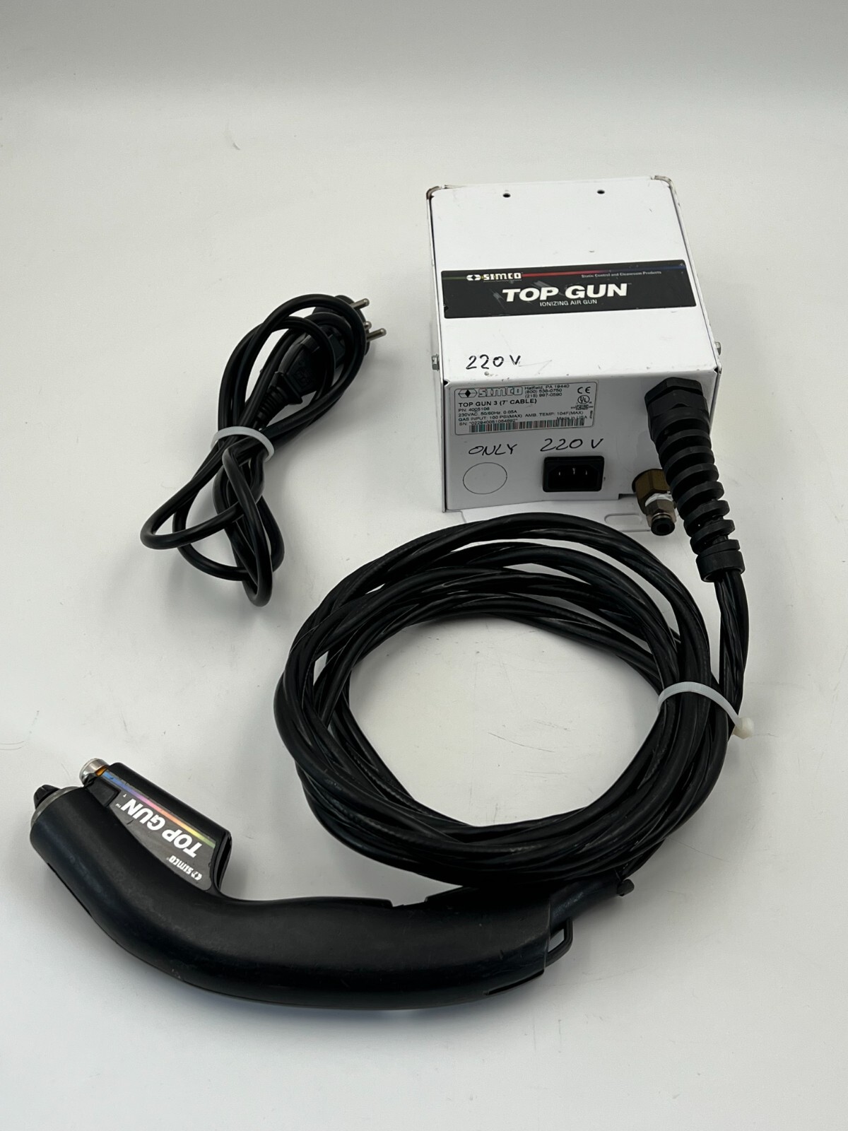 SIMCO ION TOP GUN 3 4005106 7″ CABLE IONIZING AIR GAN