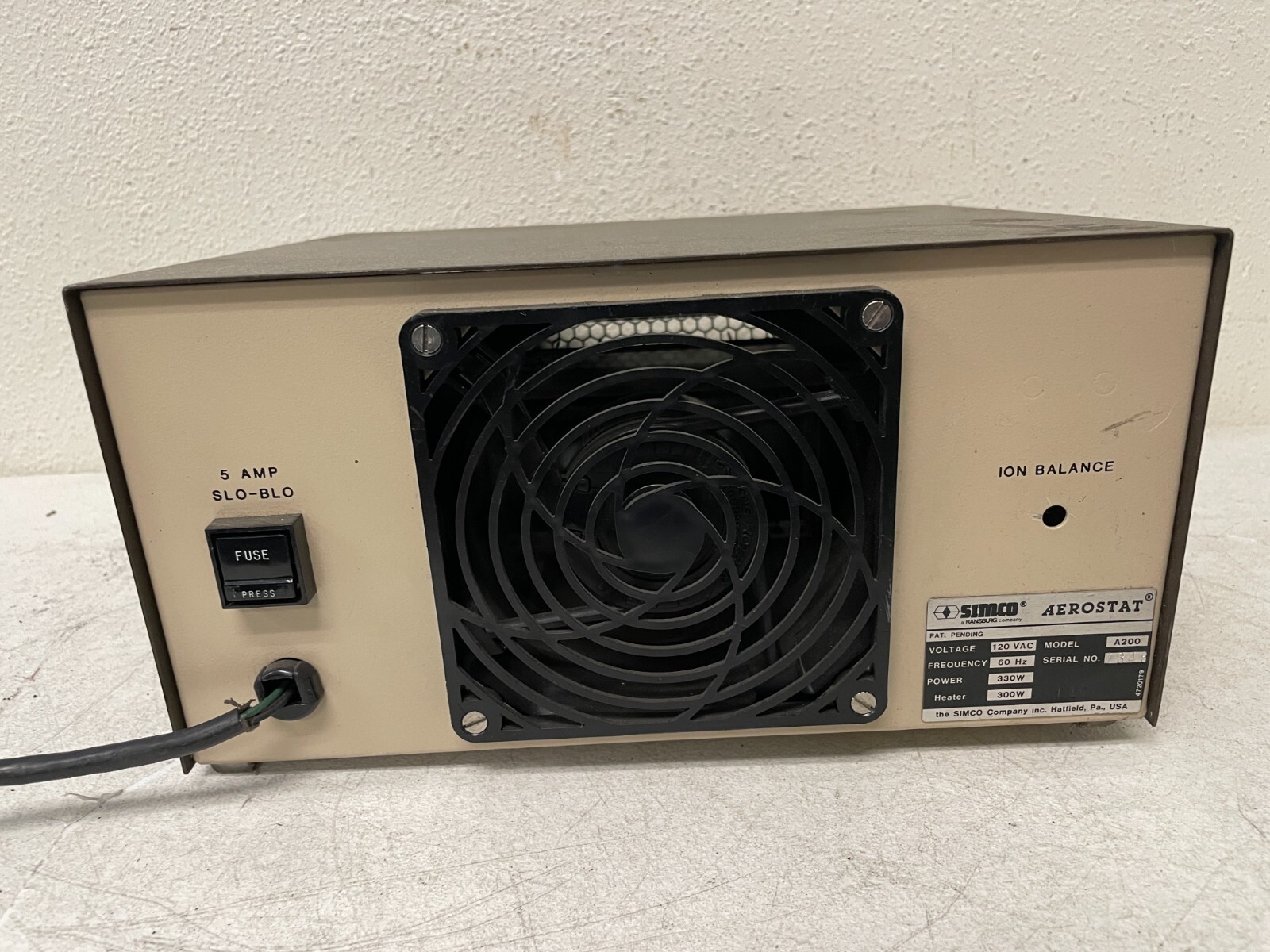 SIMCO A200 ADJUSTABLE AIR IONIZING BLOWER