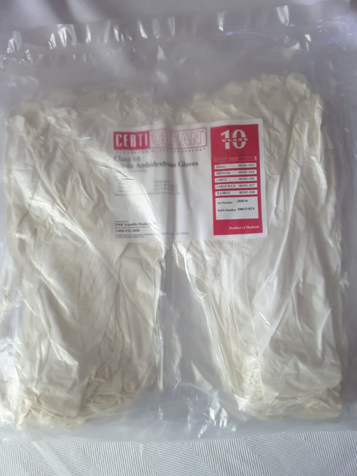 CERTICLEAN CLASS 10 NITRILE AMBIDEXTROUS GLOVES X-SMALL 40101-353 pkg of 100