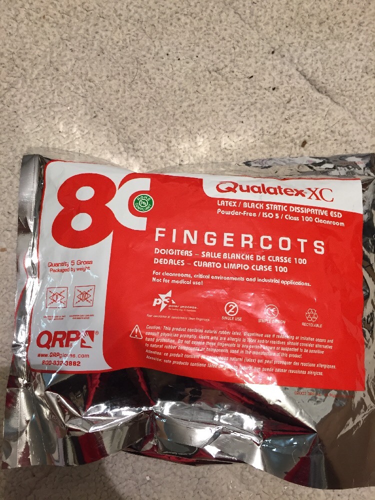 QRP 8C-M Static Dissipative Latex Finger Cot ISO 5 Class 100 5 Gross By Wieght