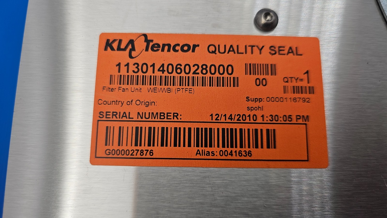 KLA-Tencor 11301406028000 WEI/WBI Colandis 12626 FFU Fan Filter Unit