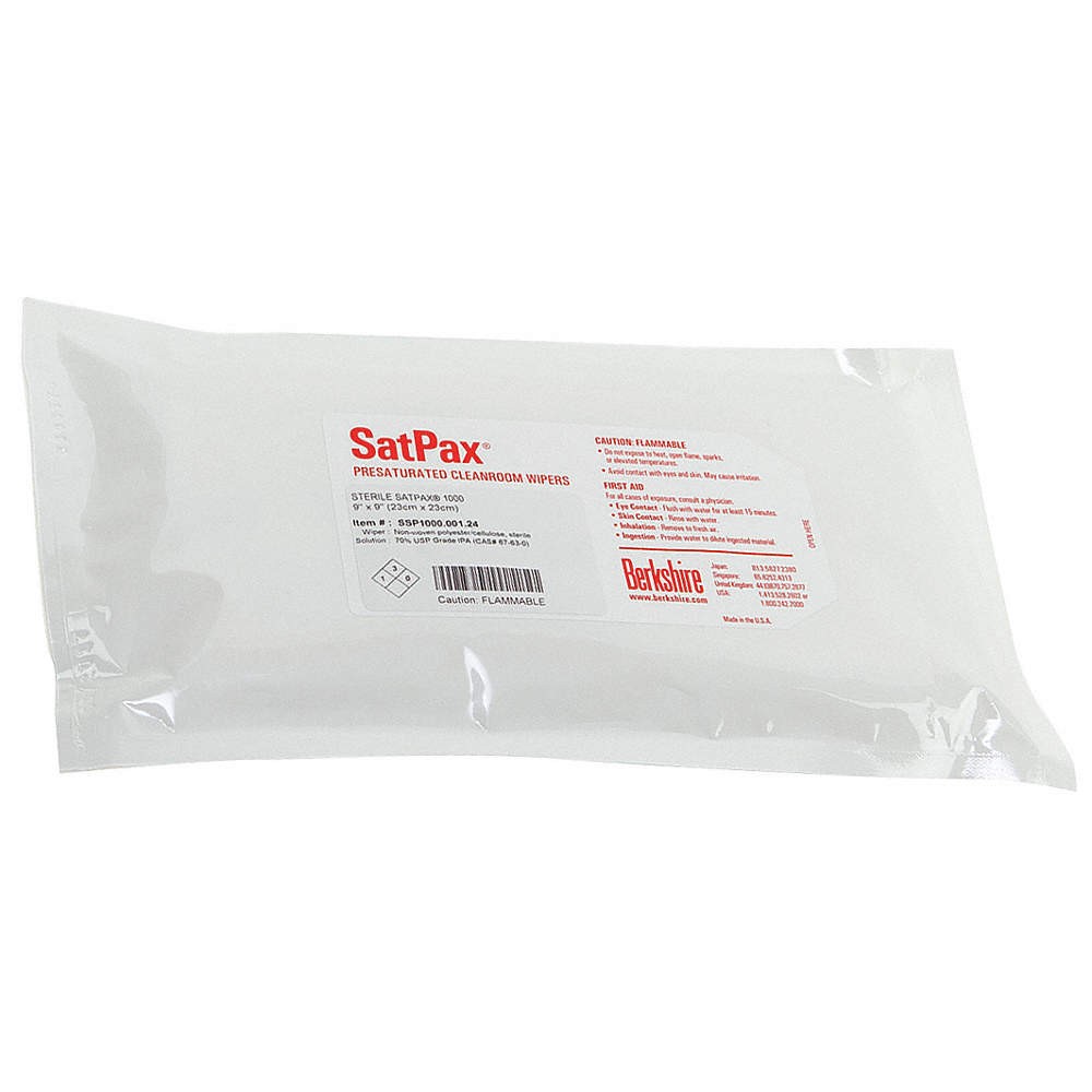 BERKSHIRE 46D094 PK 24 Cleanroom Sterile Wipes,9″ x 9″,30 ct 46D094