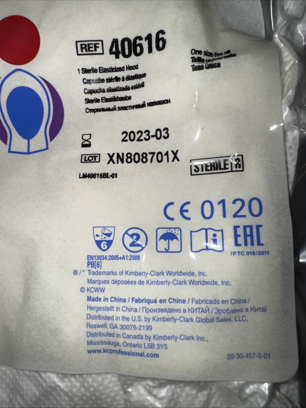 KIMTECH 40616 A5 Sterile Cleanroom Elasticized Disposable Hoods With Ties (1 EA)