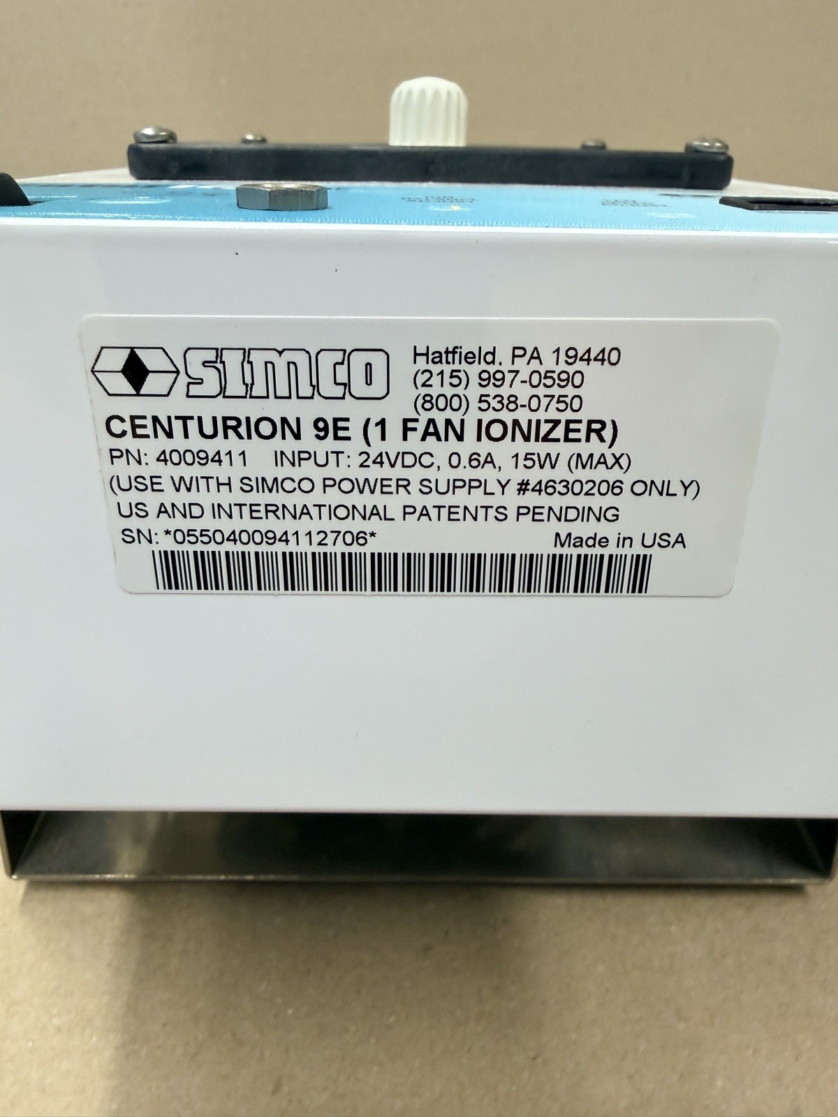 Simco 4009411 Centurion 9E Single Fan Ionizing Air Blower – Excellent condition
