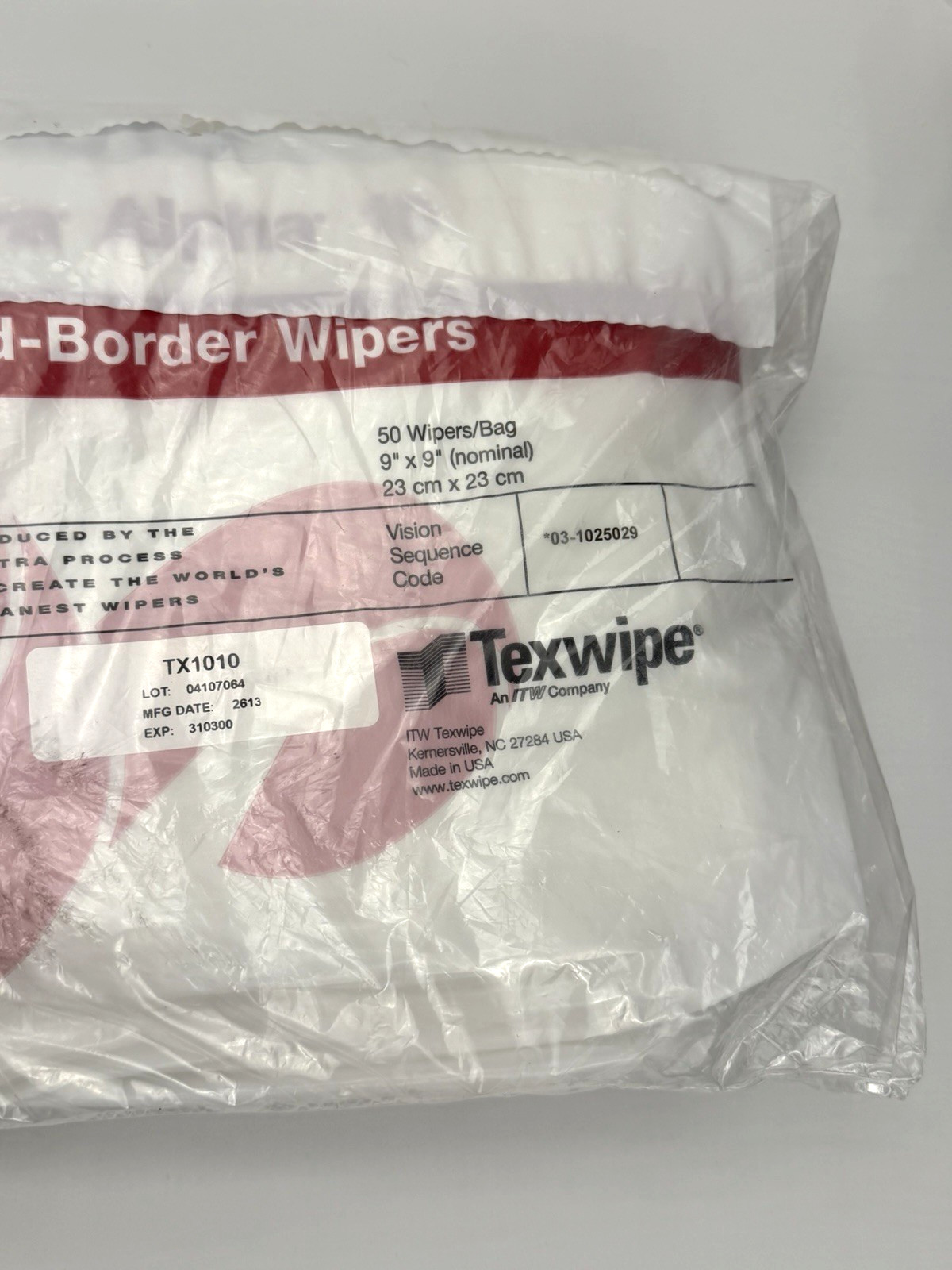 Lot of 200 Texwipe TX1010 Vectra Alpha 10 Dry Cleanroom Wipers Non-Sterile 9″x9″