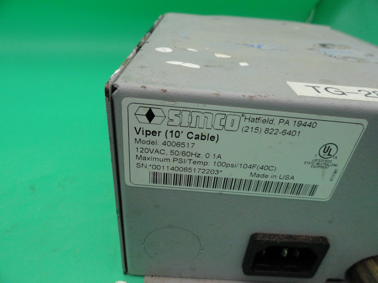 SIMCO VIPER STATIC NEUTRALIZING BLOW OFF GUN 4006517 ***PARTS ONLY***