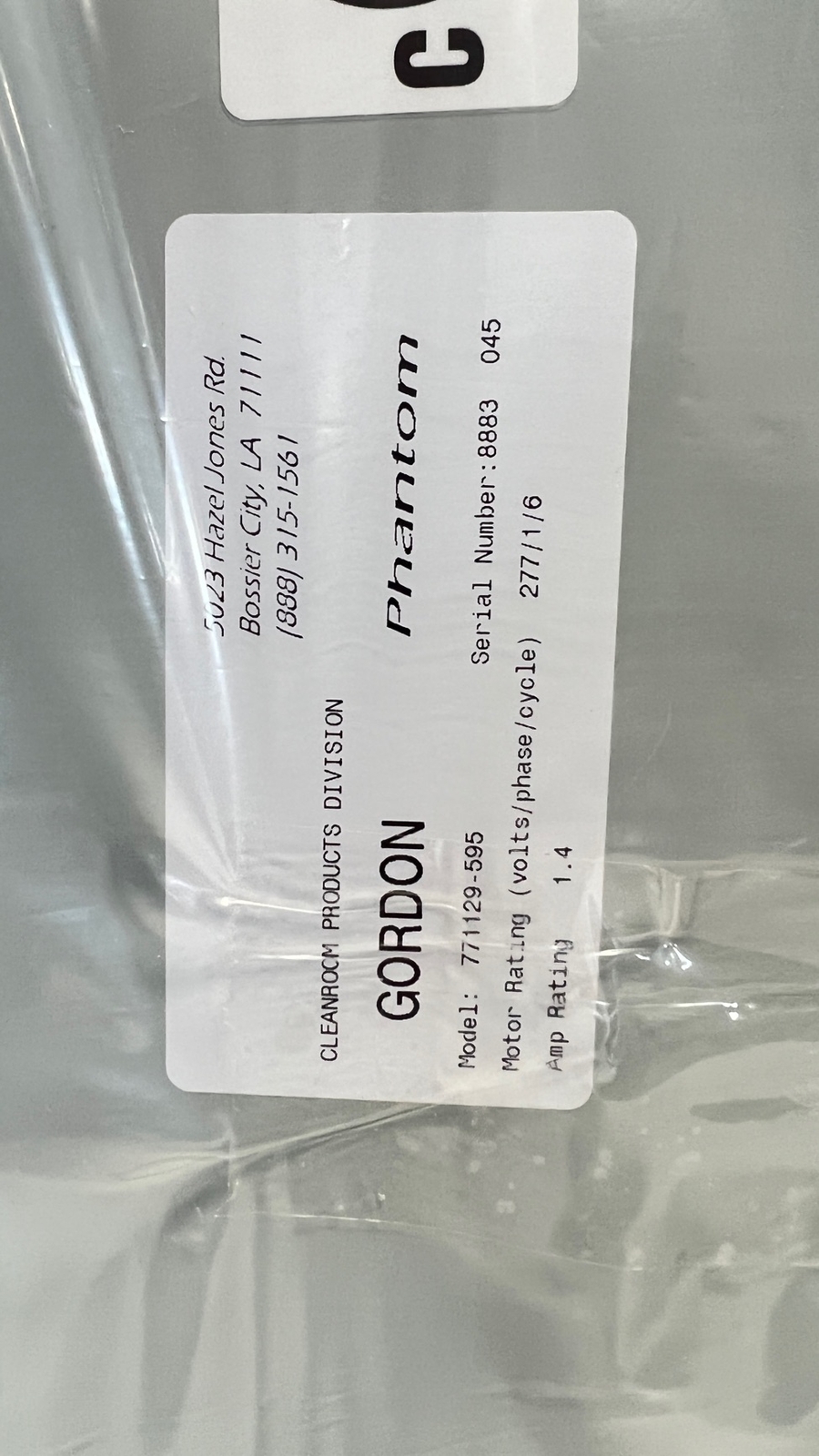 Gordon Phantom 771129-595 High Efficiency Cleanroom Filter Fan Unit – New