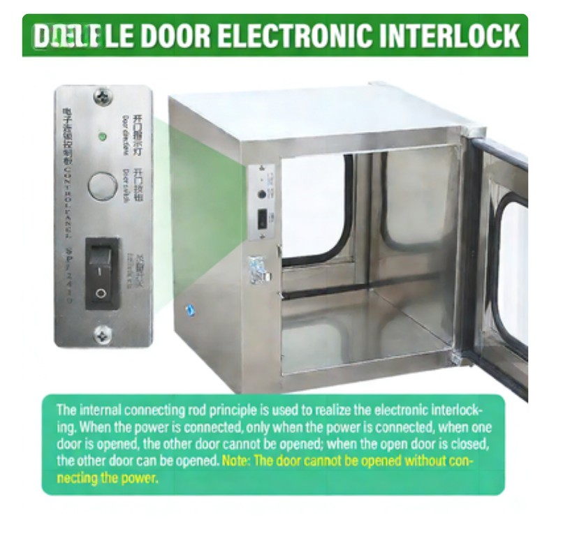 Stainless Cleanroom Tech Pass Through Cleanroom Equipment Electronic Interlock