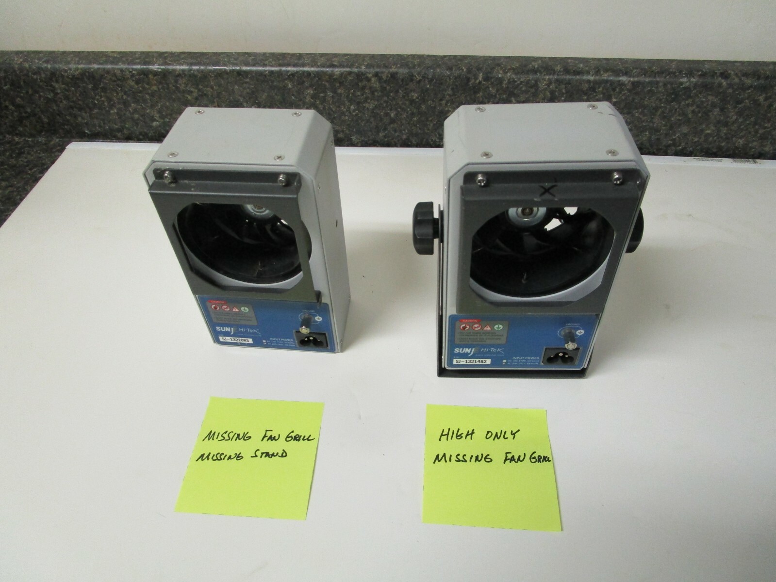 Qty (2) SunjE Hi-Tek SBL-18 Desktop Ion Ionizing Air Blower Fan – AS IS – READ