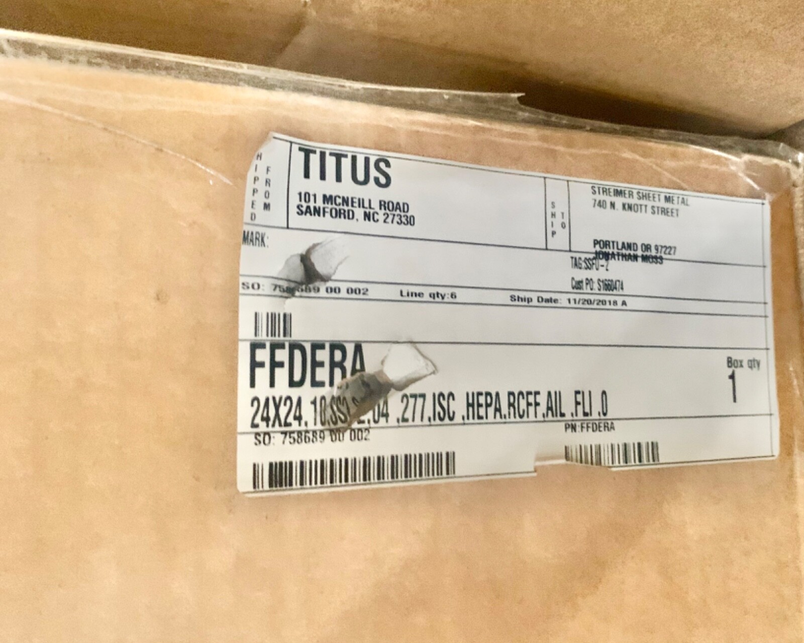 NEW Titus FFDERA Critical Environment Diffuser HEPA 24×24 10, SS2, 04, 277, ISC