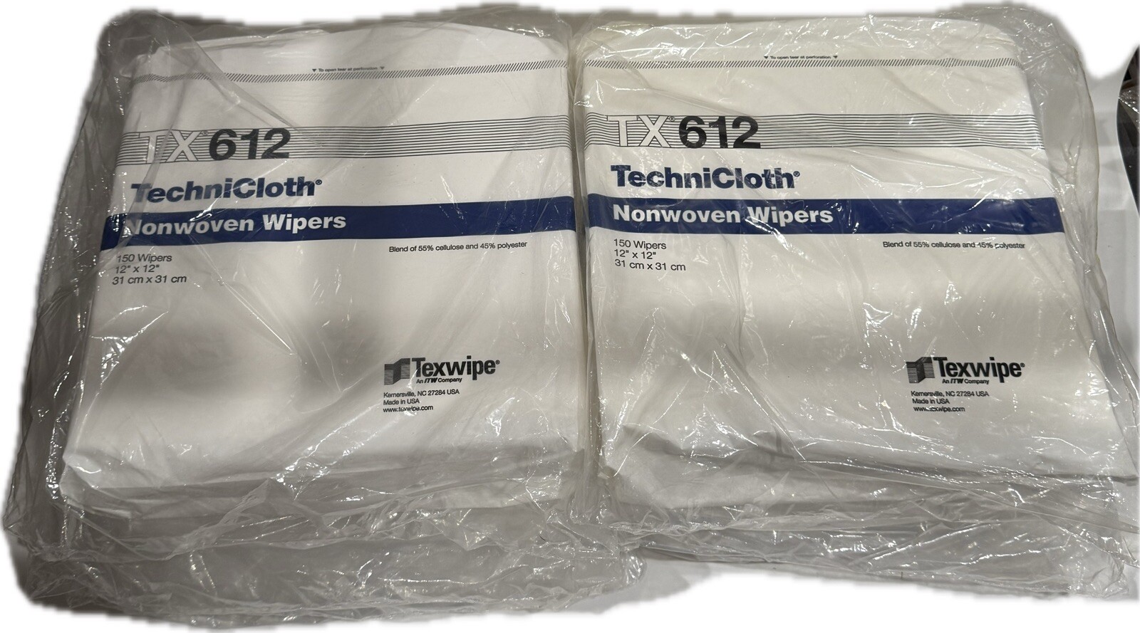 8 Bags TechniCloth TX612 Dry Nonwoven Cleanroom Wipers 12″ x 12″, 150 Wipers/Bag