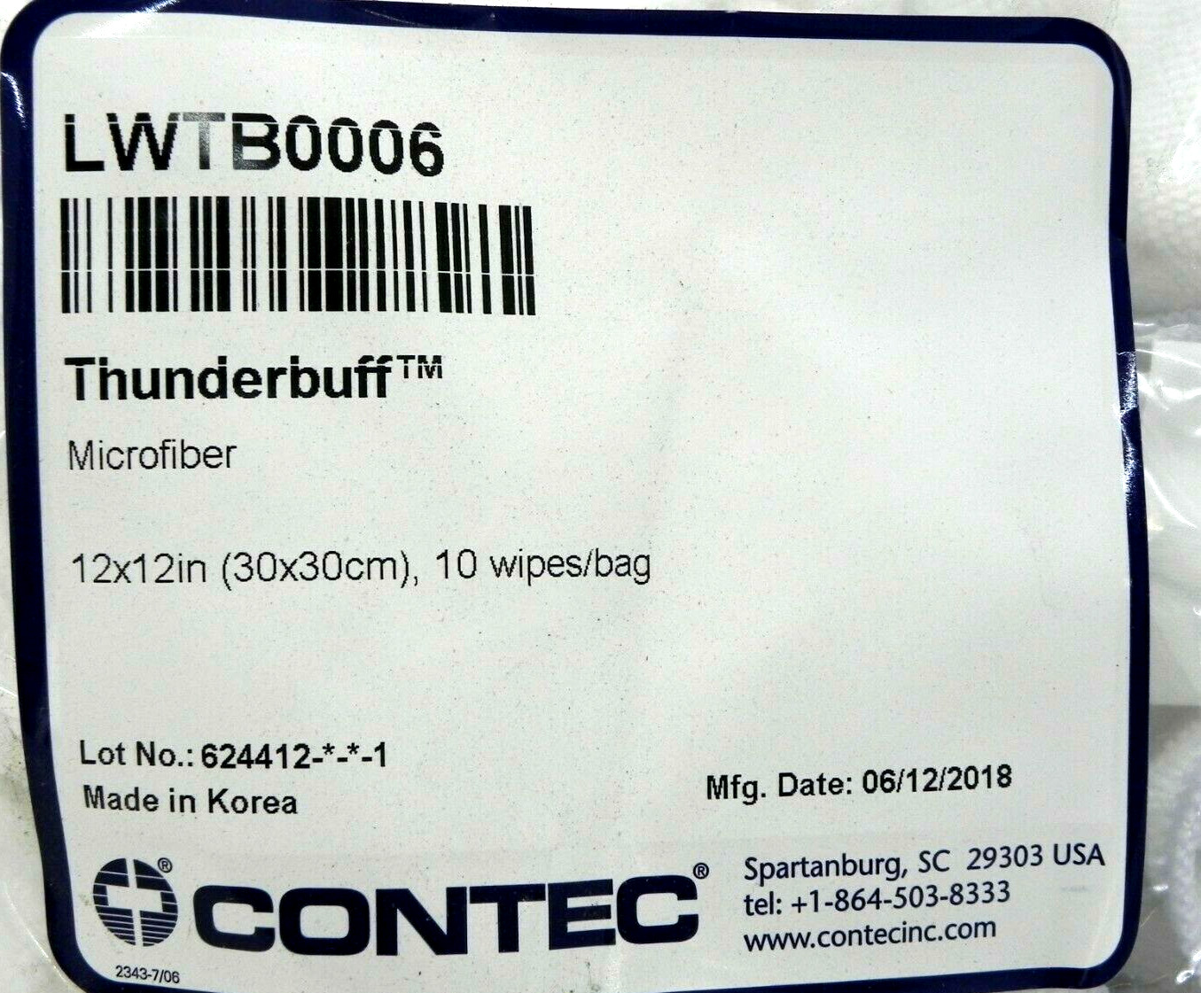 (10) Contec Thunderbuff 12″ x 12″ Microfiber Wipes LWTB0006 Factory Sealed (HR)