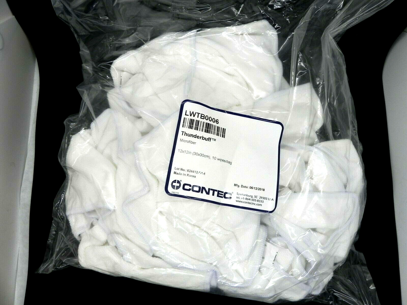 (10) Contec Thunderbuff 12″ x 12″ Microfiber Wipes LWTB0006 Factory Sealed (HR)