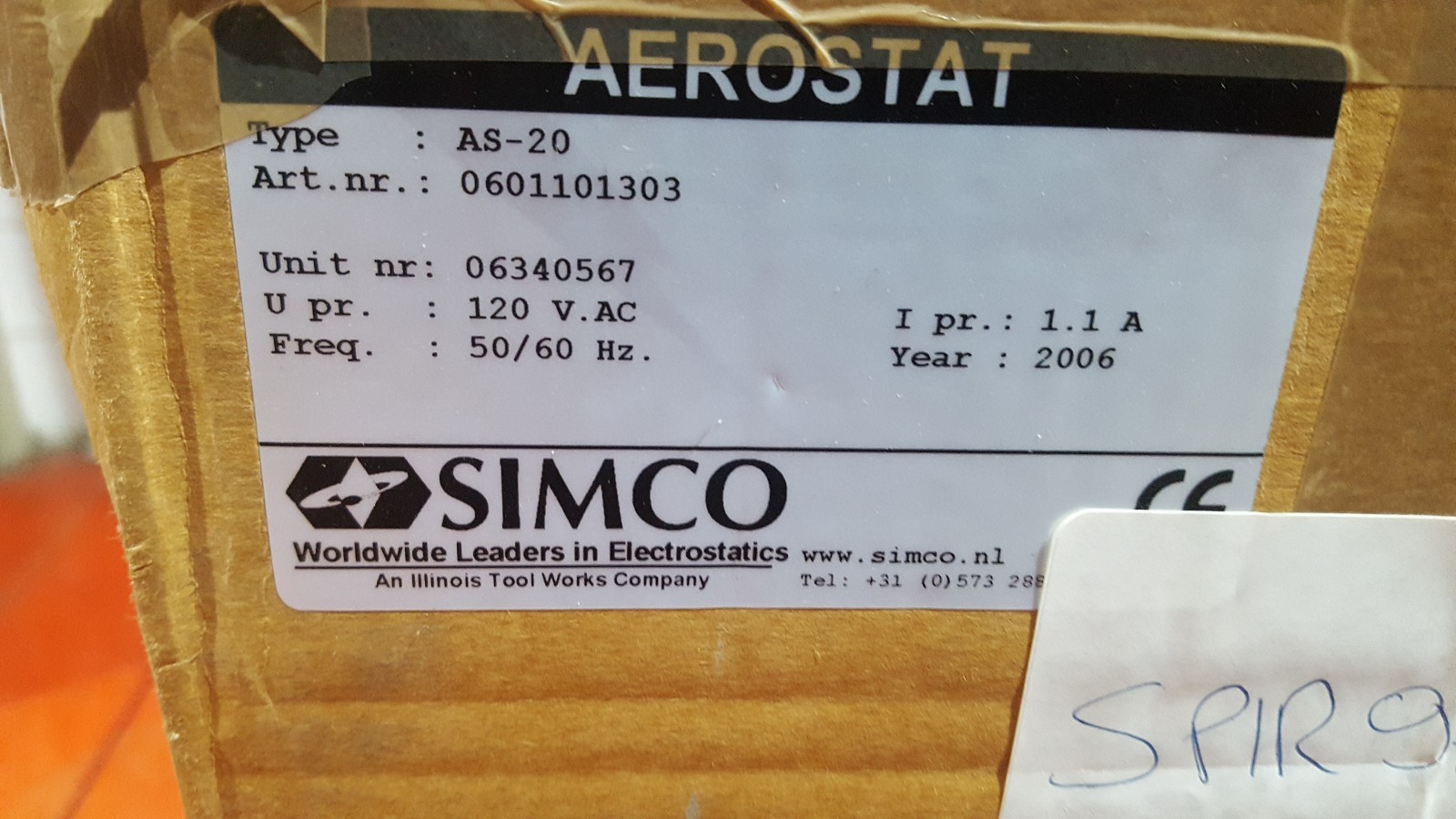SIMCO AEROSTAT AS-20 0601101303 BLOWER / HEATER (BR6.4)