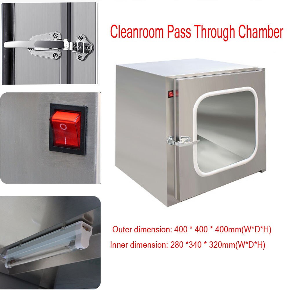 Stainless Steel Cleanroom Tech Pass Through Double Door Transfer Window 110V