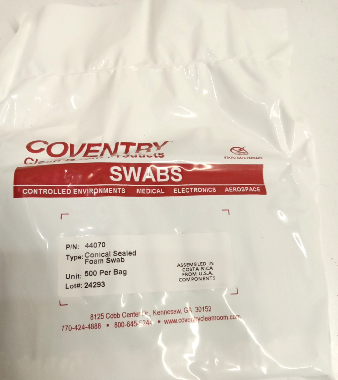 Coventry 44070 Conical Sealed Foam Swab .13″ Head 3.2″ OAL Handle 500pk