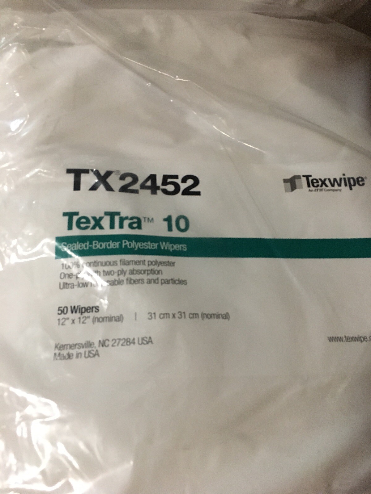 Texwipe TexTra® 10 TX2452 – 300 wipers/case (12″x12″) New And Sealed