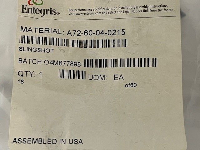 ENTEGRIS 150 mm (6″) SLINGSHOT HANDLE, TEFLON PFA, A72-60-04-0215, NEW