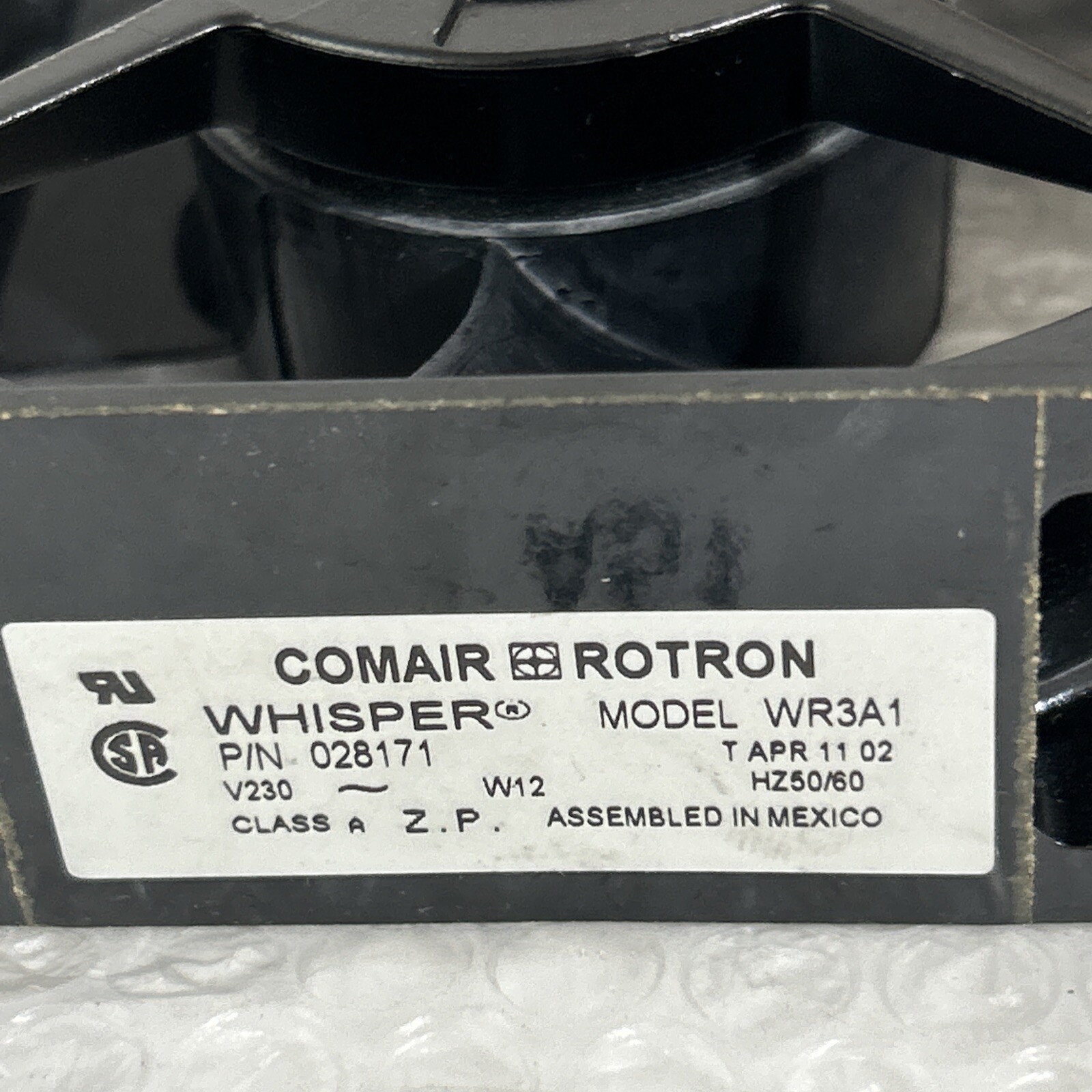*NEW NO BOX*Comair Rotron WR3A1 Whisper Fan 028171 230V 50/60Hz W12 + Warranty!