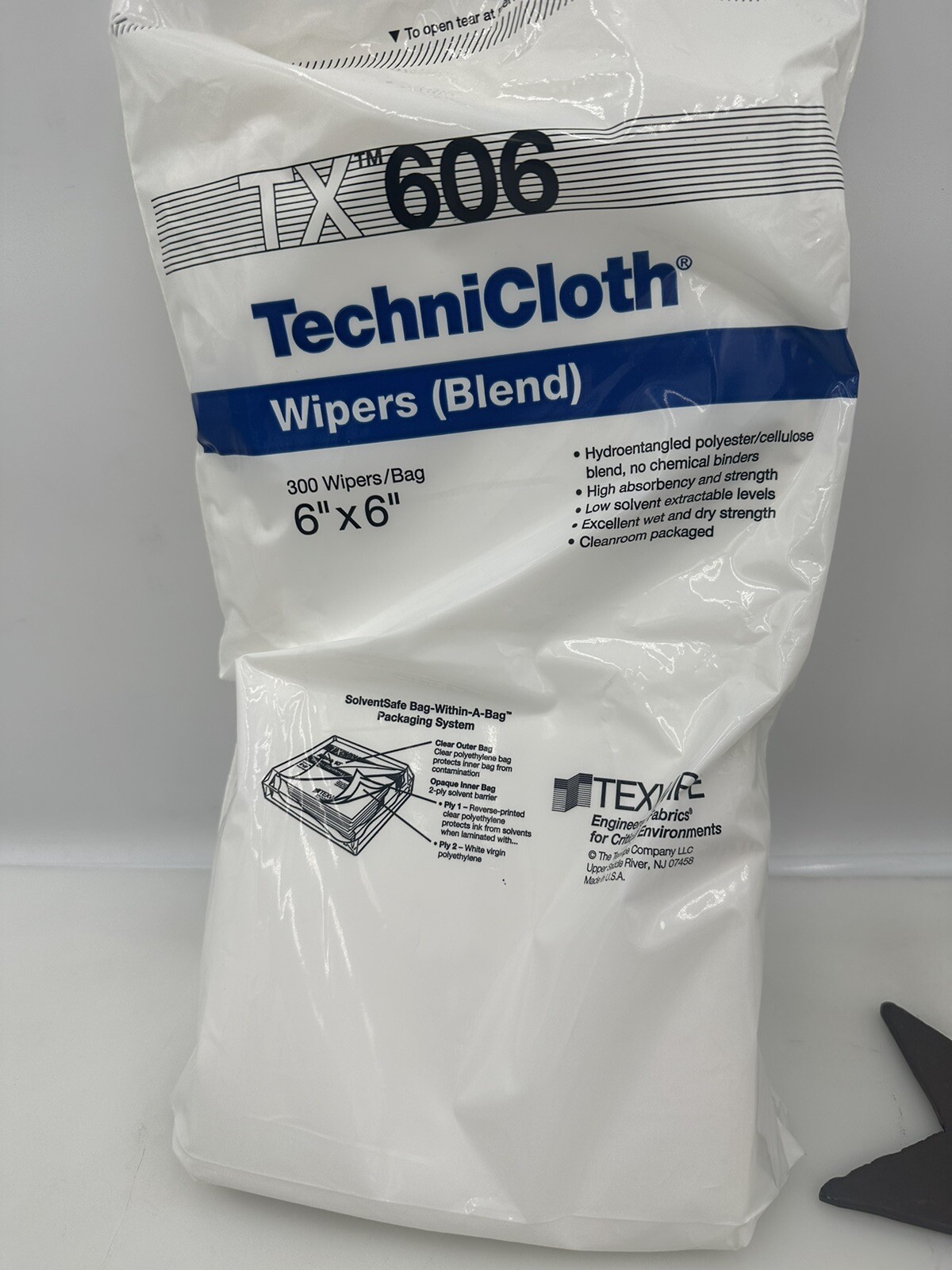TECHNICLOTH TX606 Polyester/Cellulose Wipers Blend 6″x6″ 300Wipers/Bag NEW OEM