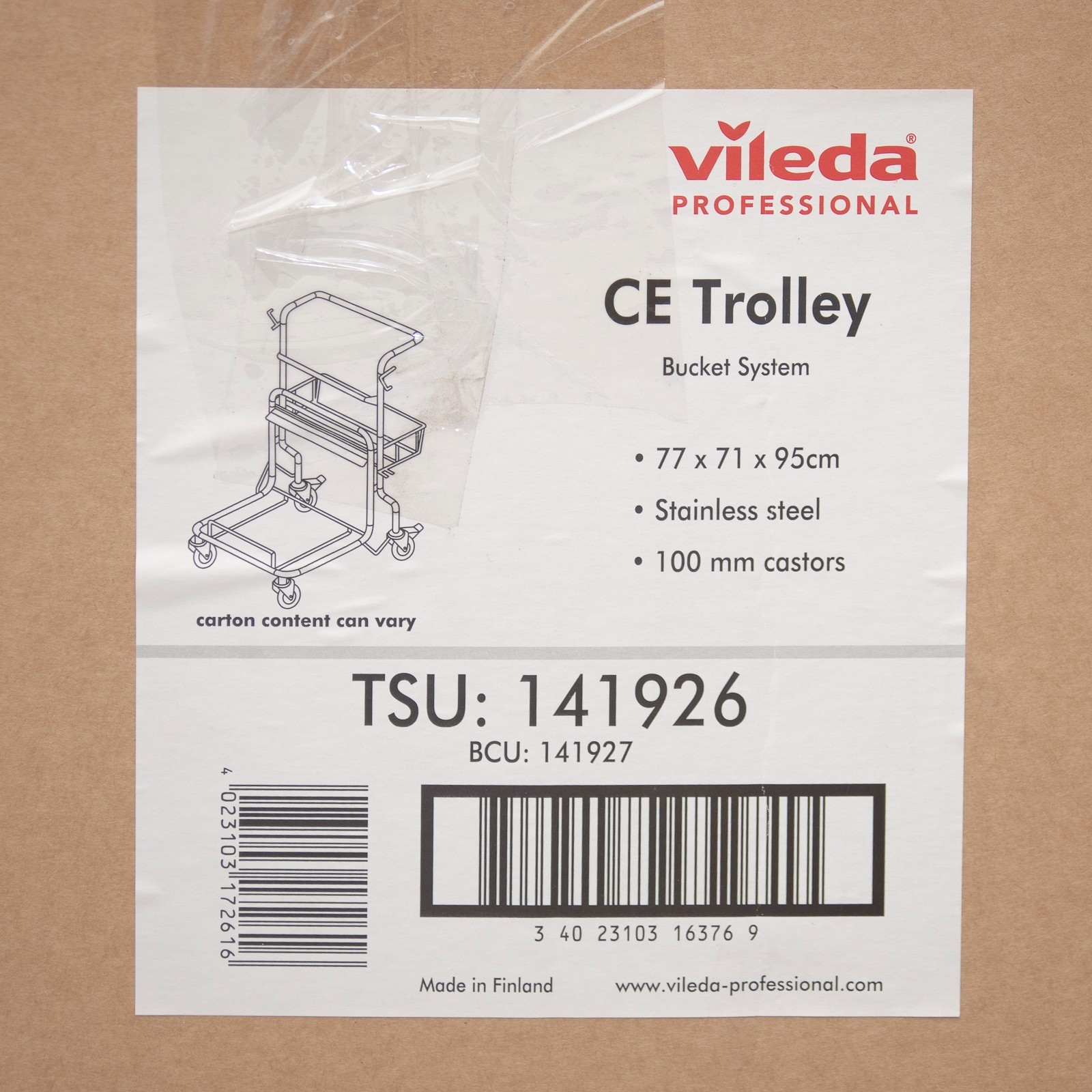 Lot 2 Vileda Clean Room CE Trolley Bucket System TSU 141926 – Cleanroom Cart Set