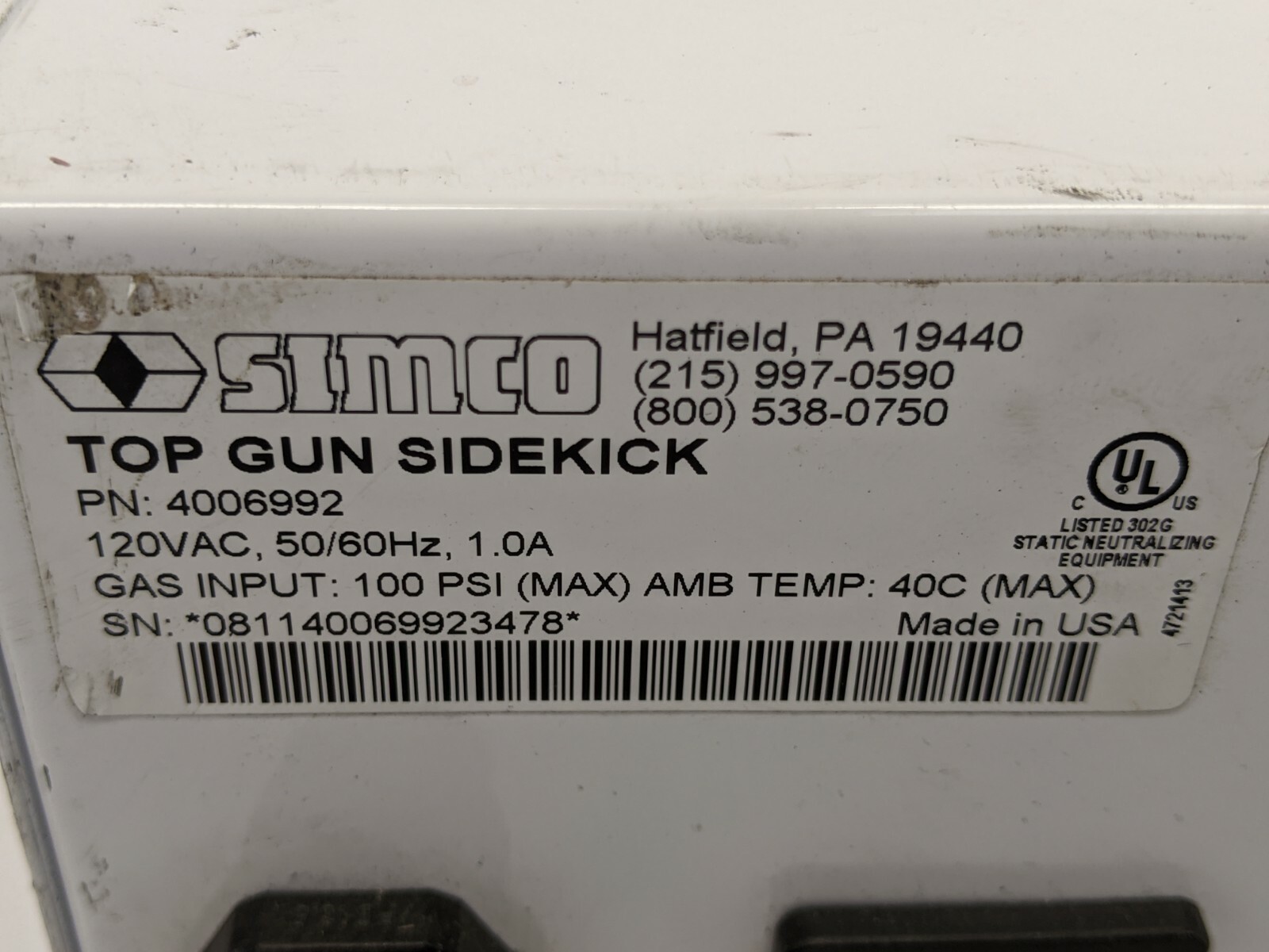 Simco 4006992 Top Gun Ionizing Air Gun Control Module