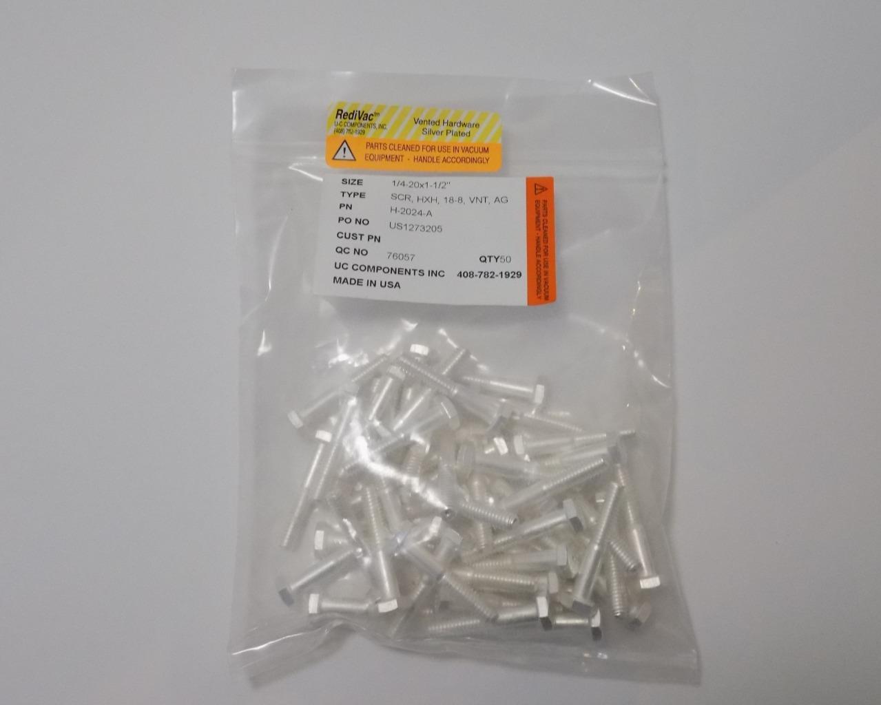 UC Components H-2024-A Silver Plated Clean Room Bolts 1/4-20X1 1/2″ 50-Pack