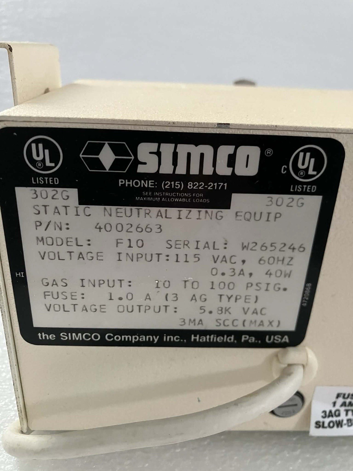 Simco Top Gun 302G Static Neutralizing Blow Off Gun 4002663