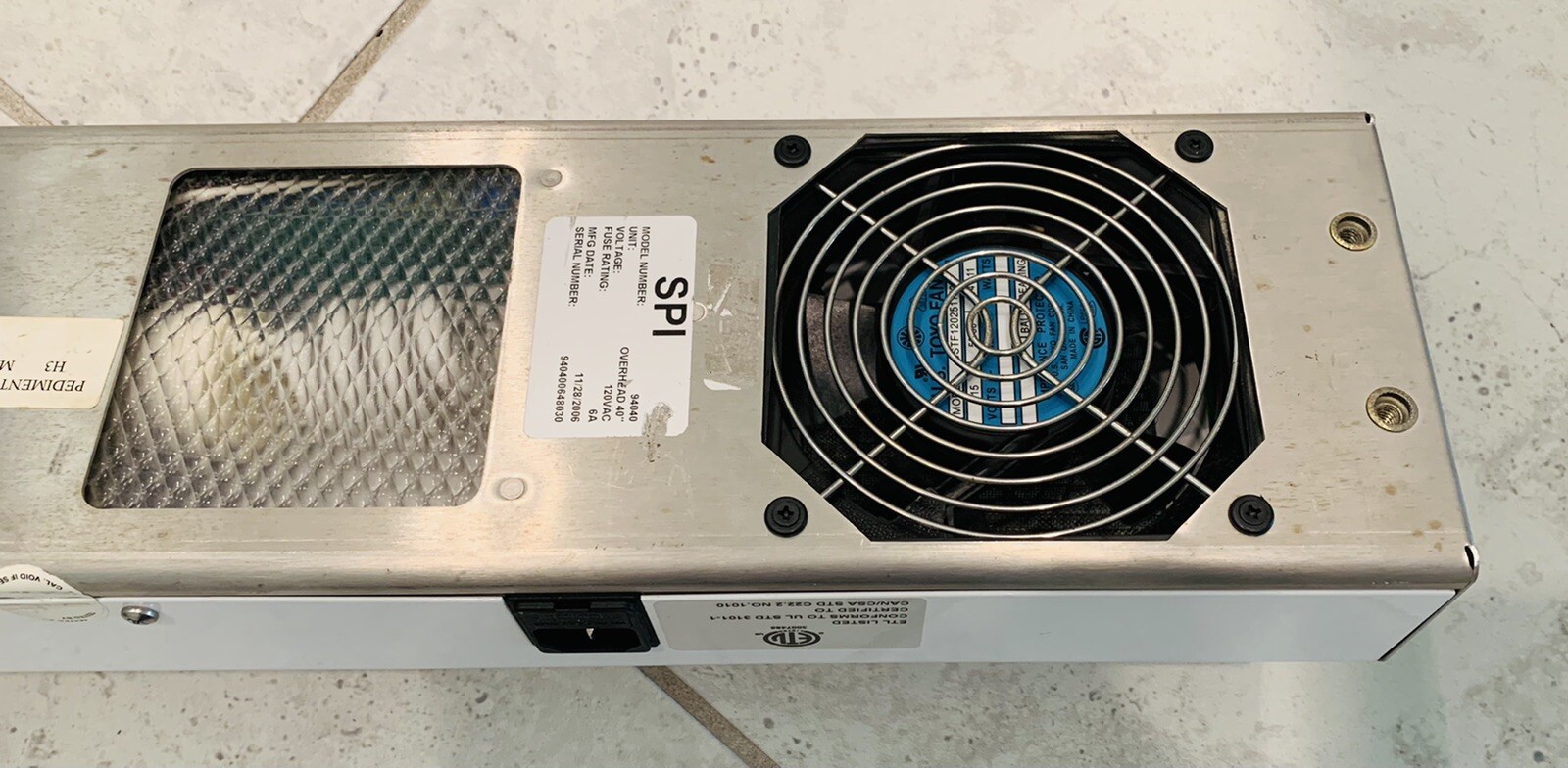 SPI Model 94040 Overhead Cleanroom Air Ionizer With Lights (Ionic Ionizing)