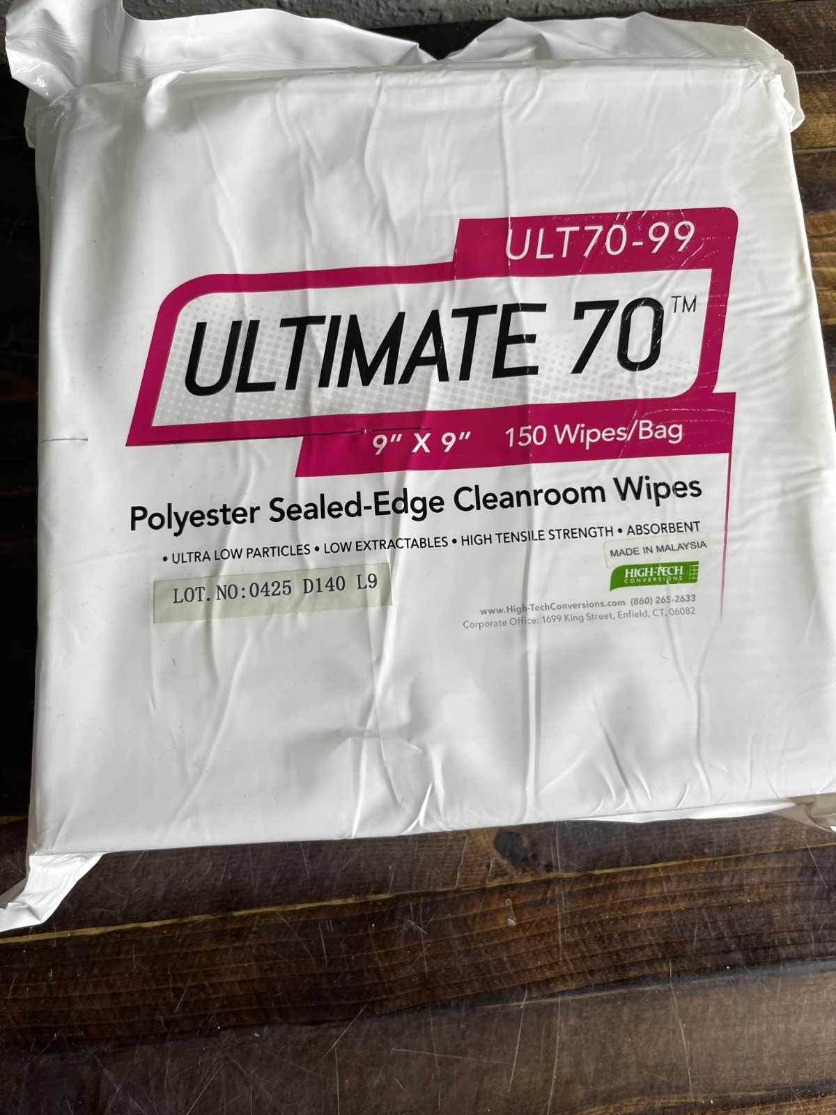 10 Pack Ultimate 70 ULT70-99 Polyester Sealed-Edge Cleanroom Wipes 9×9″High-Tech