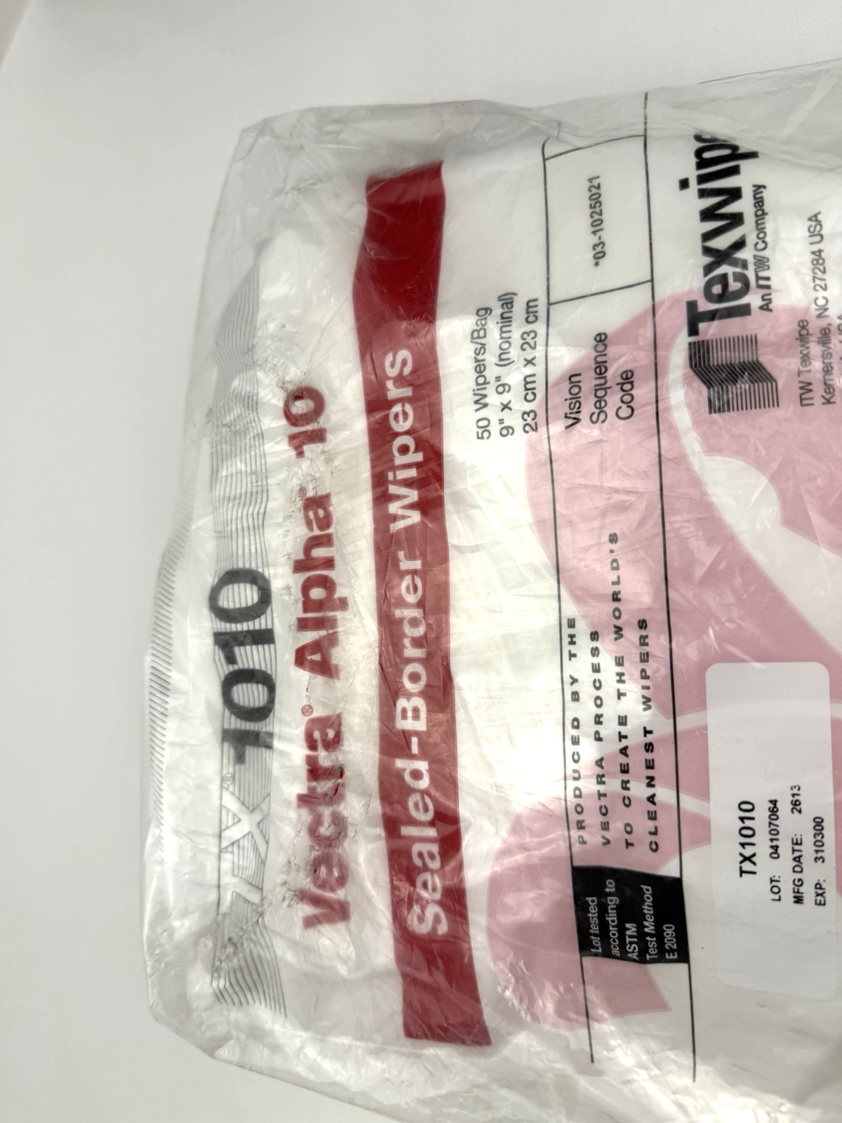 Lot of 200 Texwipe TX1010 Vectra Alpha 10 Dry Cleanroom Wipers Non-Sterile 9″x9″