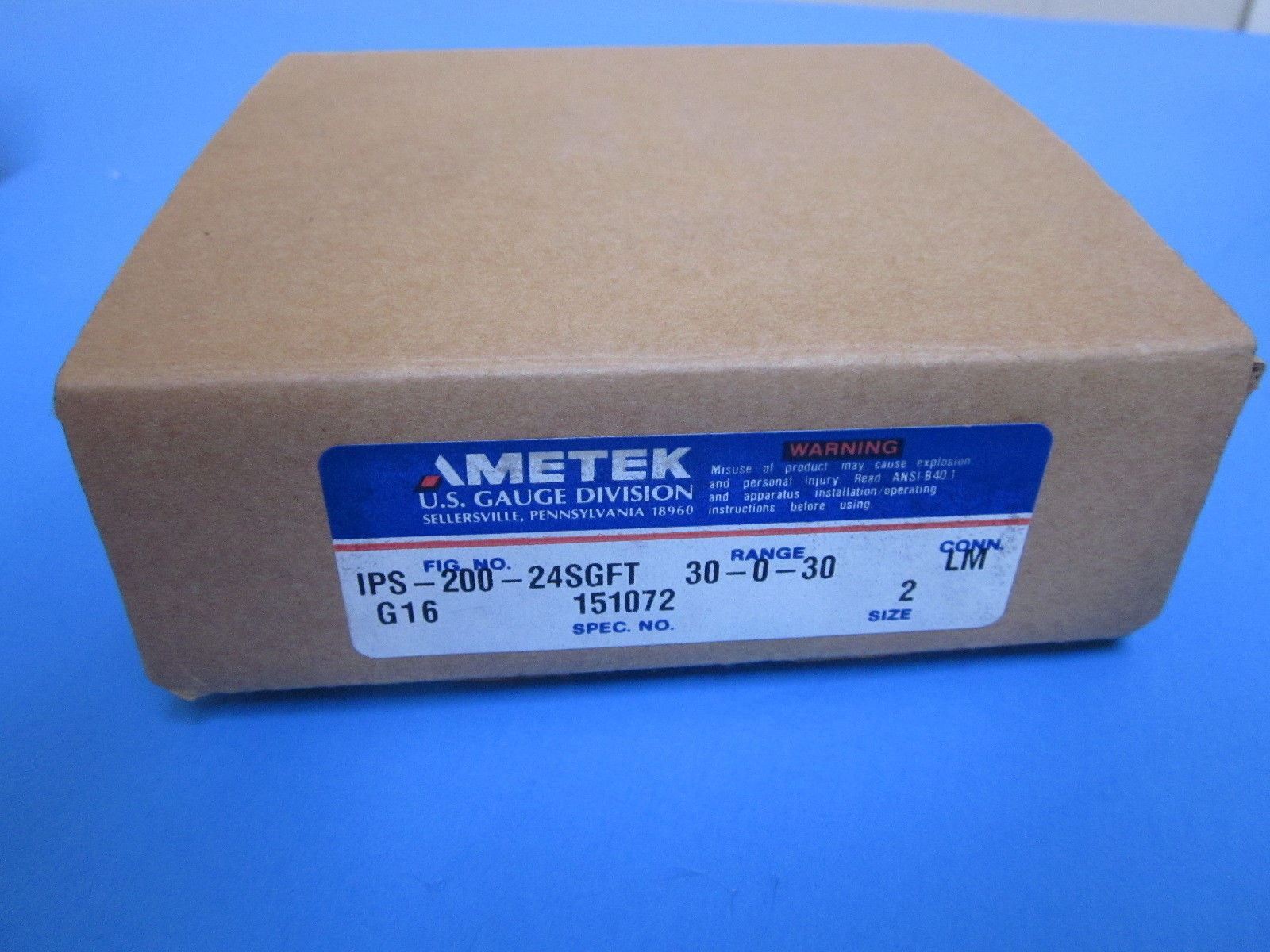 Ametek Gas Indicating Pressure Switch, IPS-200-24SGFT, 2″, Class 100, 30-0-30