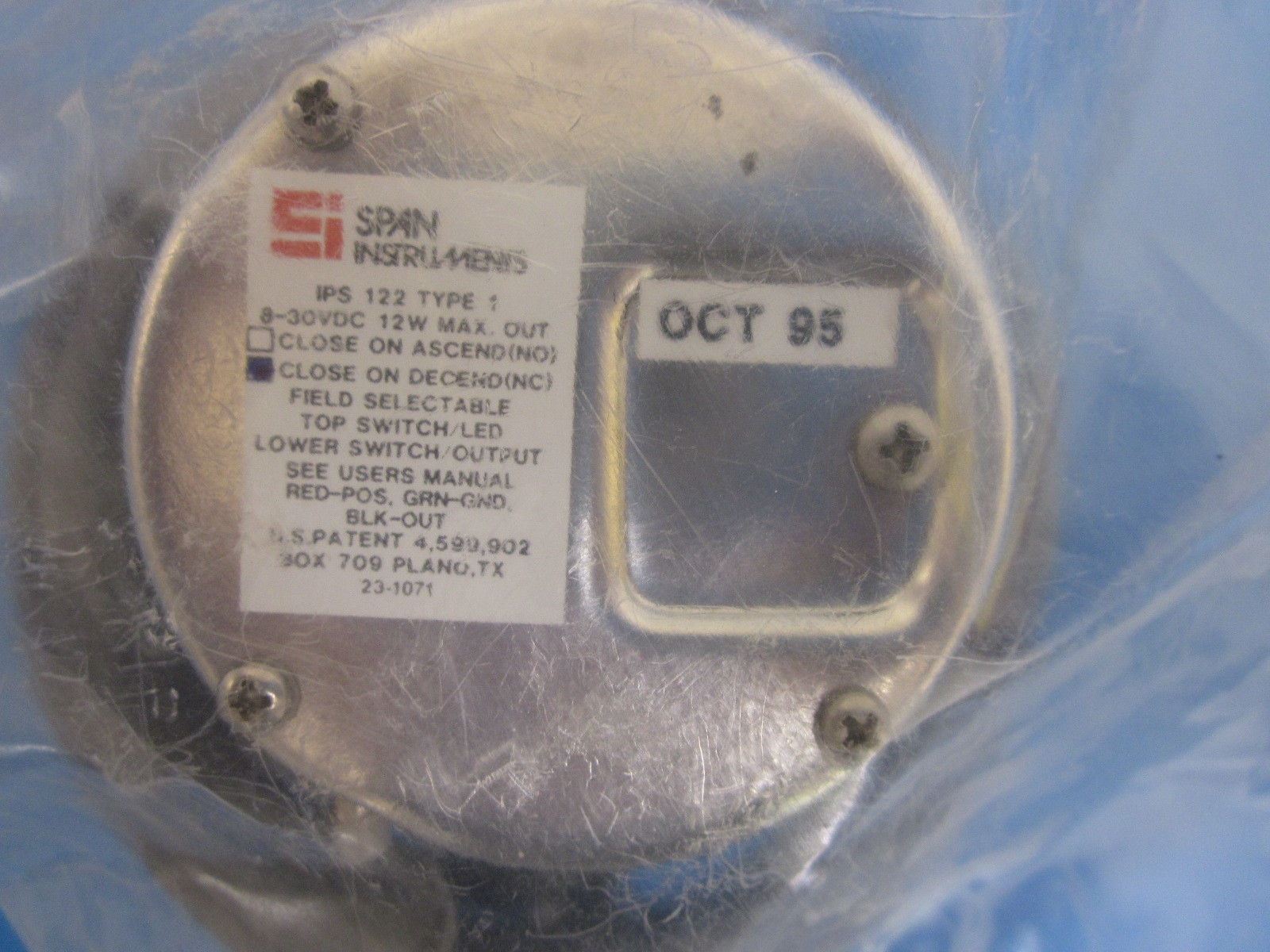 SPAN IPS 122 TYPE 1 High Purity Pressure Gauge w/ Indicating Pressure Switch
