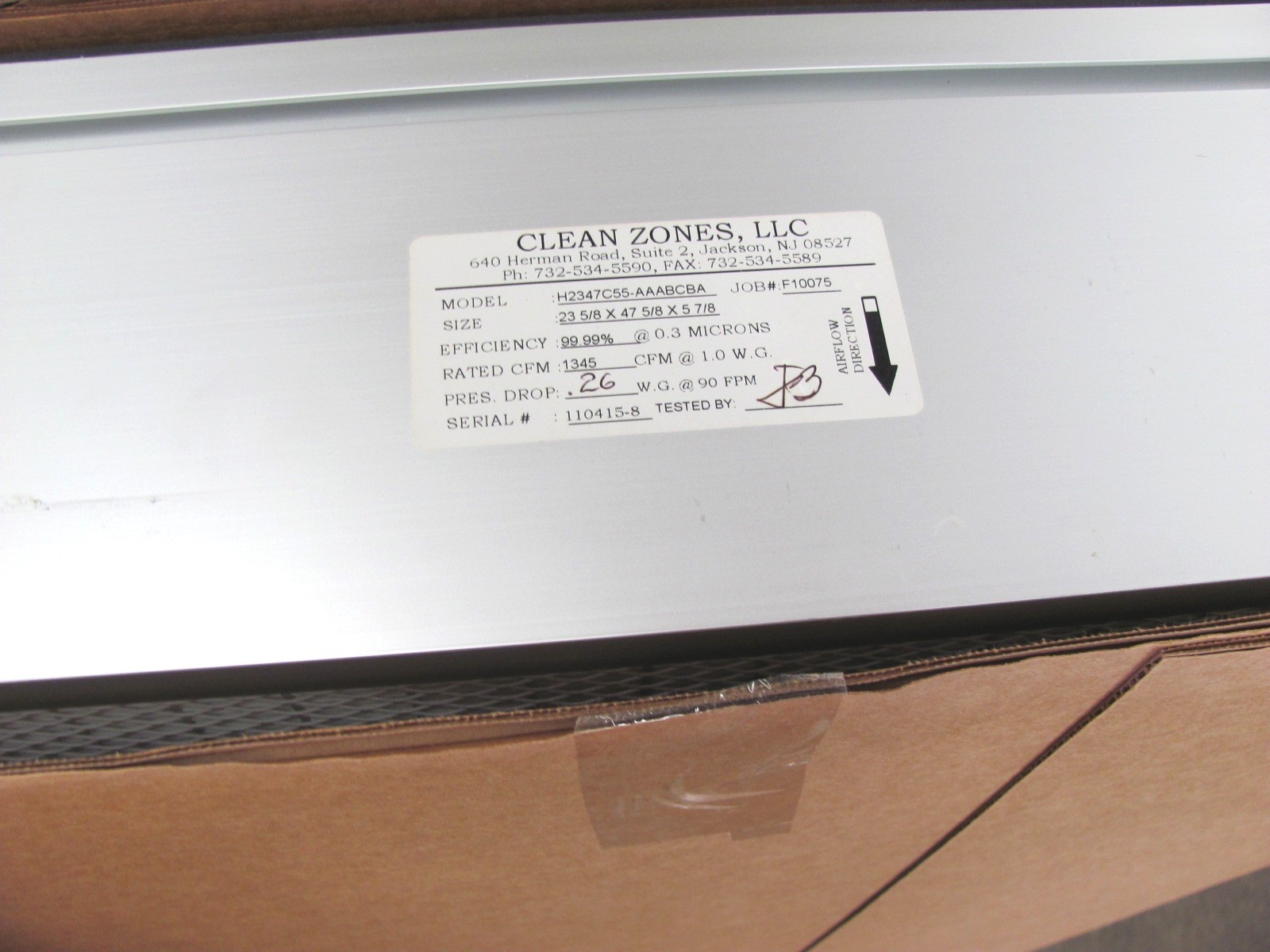 CleanZones – H2347C55-AAABCBA – HEPA FILTER – 23-5/8 x 47/5/8 x 5-7/8 – (1-WEEK)
