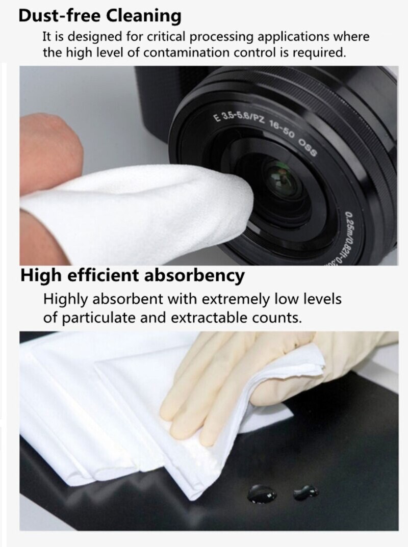 6″X6″ Cleanroom Soft Wipers Class 1-10000 Microfiber Dust Free Cloth 100 pcs/Bag