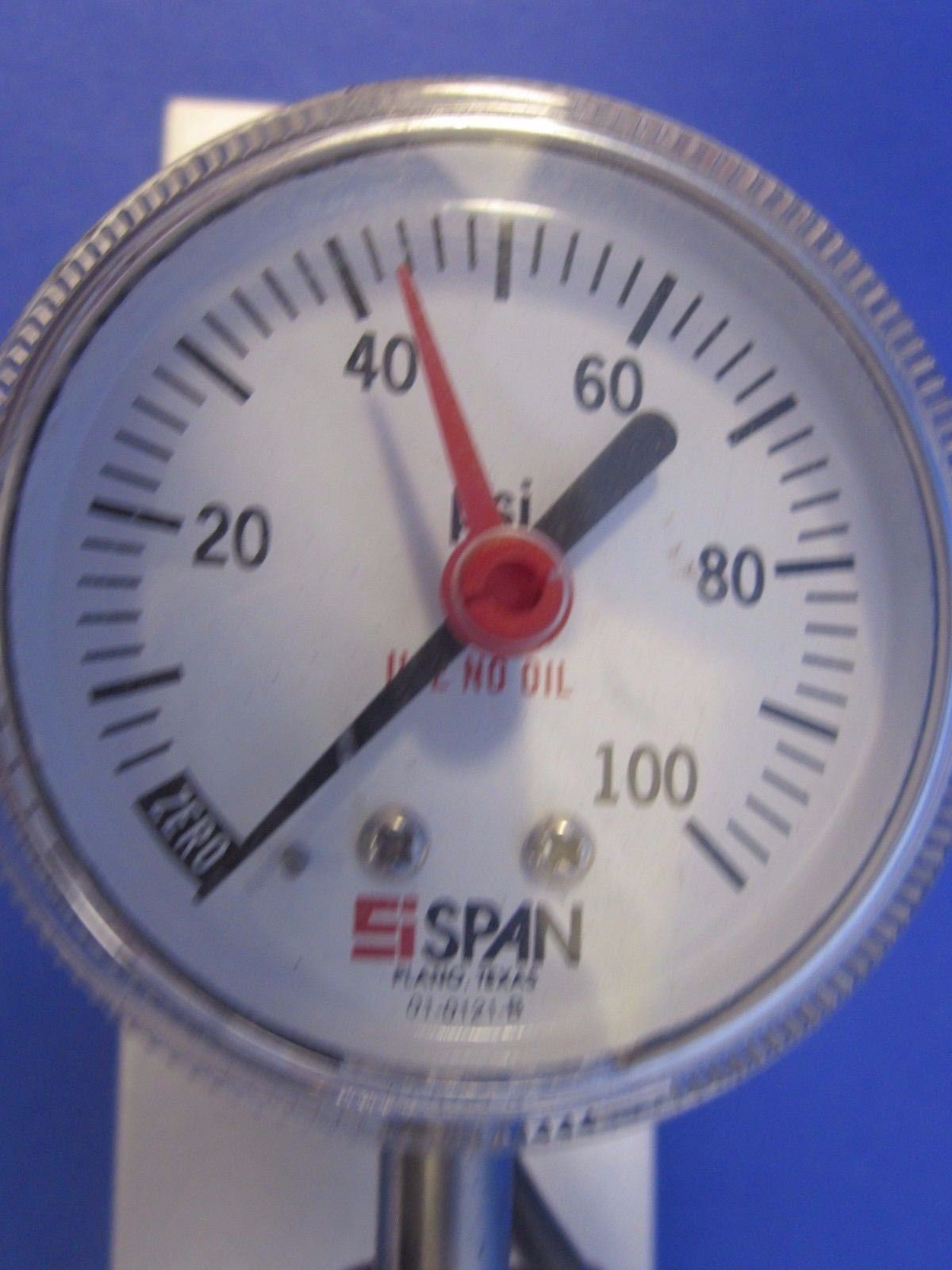 SPAN IPS 122 TYPE 2 Indicating Pressure Switch, 0-100 psi w/ 1/4″ MVCR Tee, Used