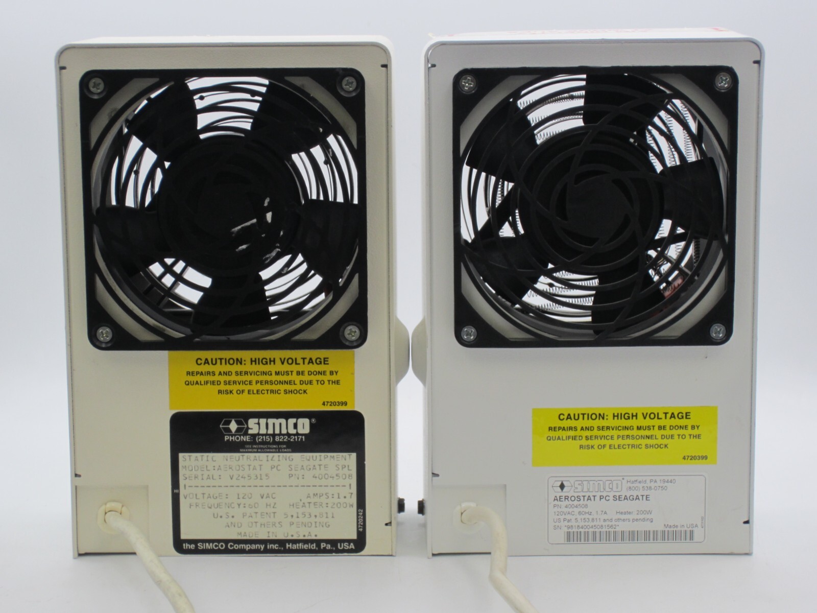 SIMCO Aerostat PC Ionizing Air Blower Model 4004508 *Parts Only* (lot of 2)