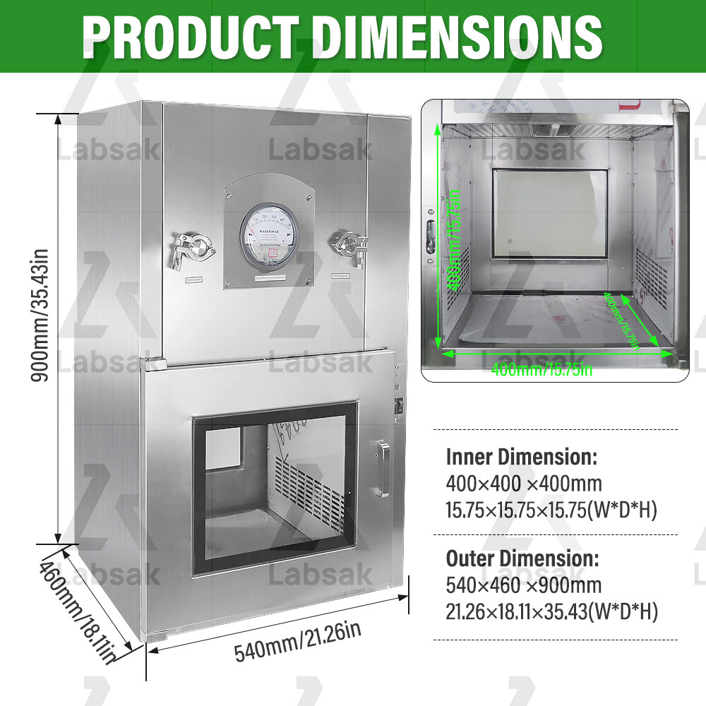 304 Stainless Transfer Window Cleanroom Transfer Cabinet Interlocking Transfer