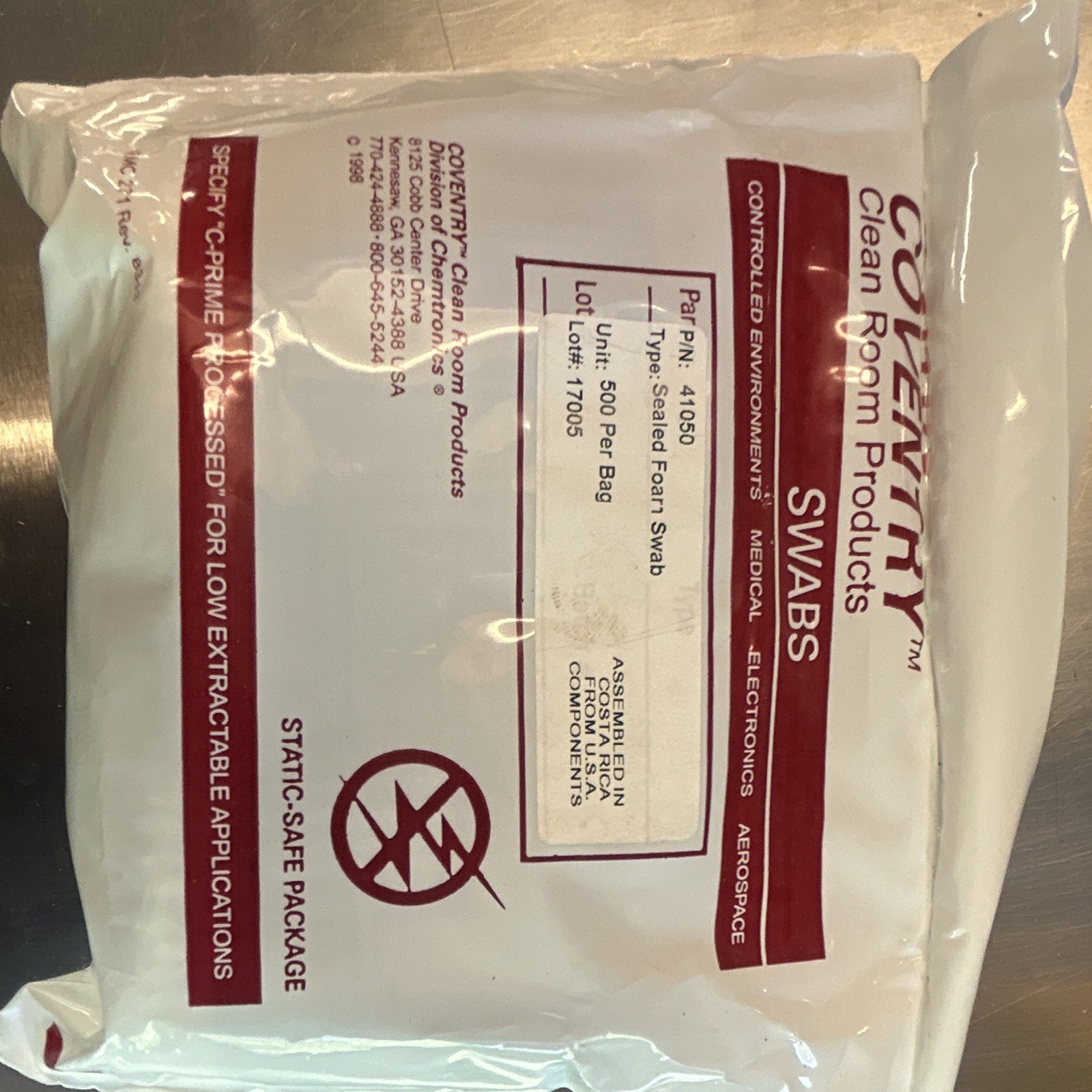 Coventry Cleanroom Swabs Sealed Foam Swab 41050 – 500 Per Bag (4 bags)