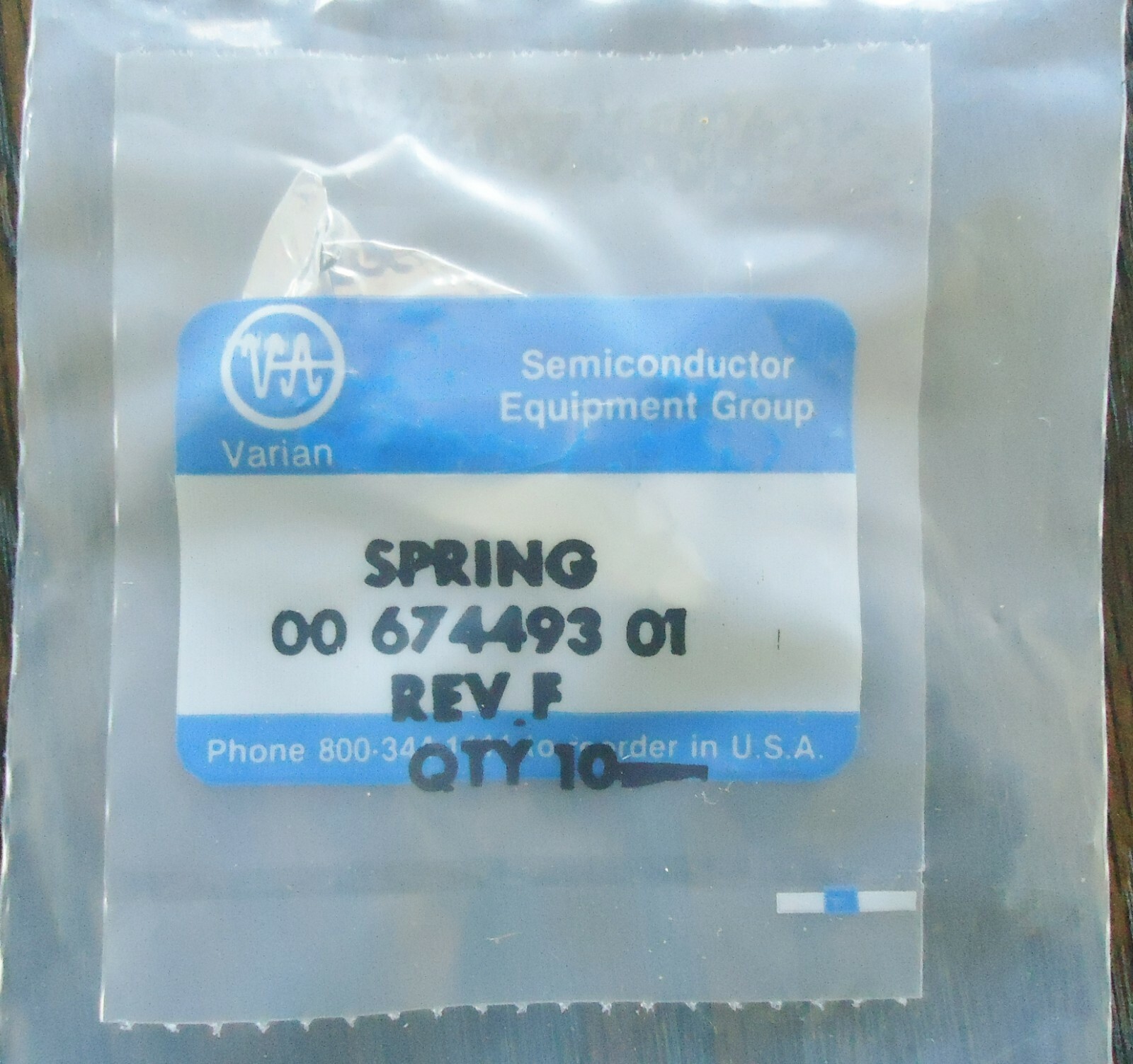 10 NEW VARIAN SEMICONDUCTOR EQUIPMENT GROUP RETAINER/SPRING 00 674493 01 REF. F