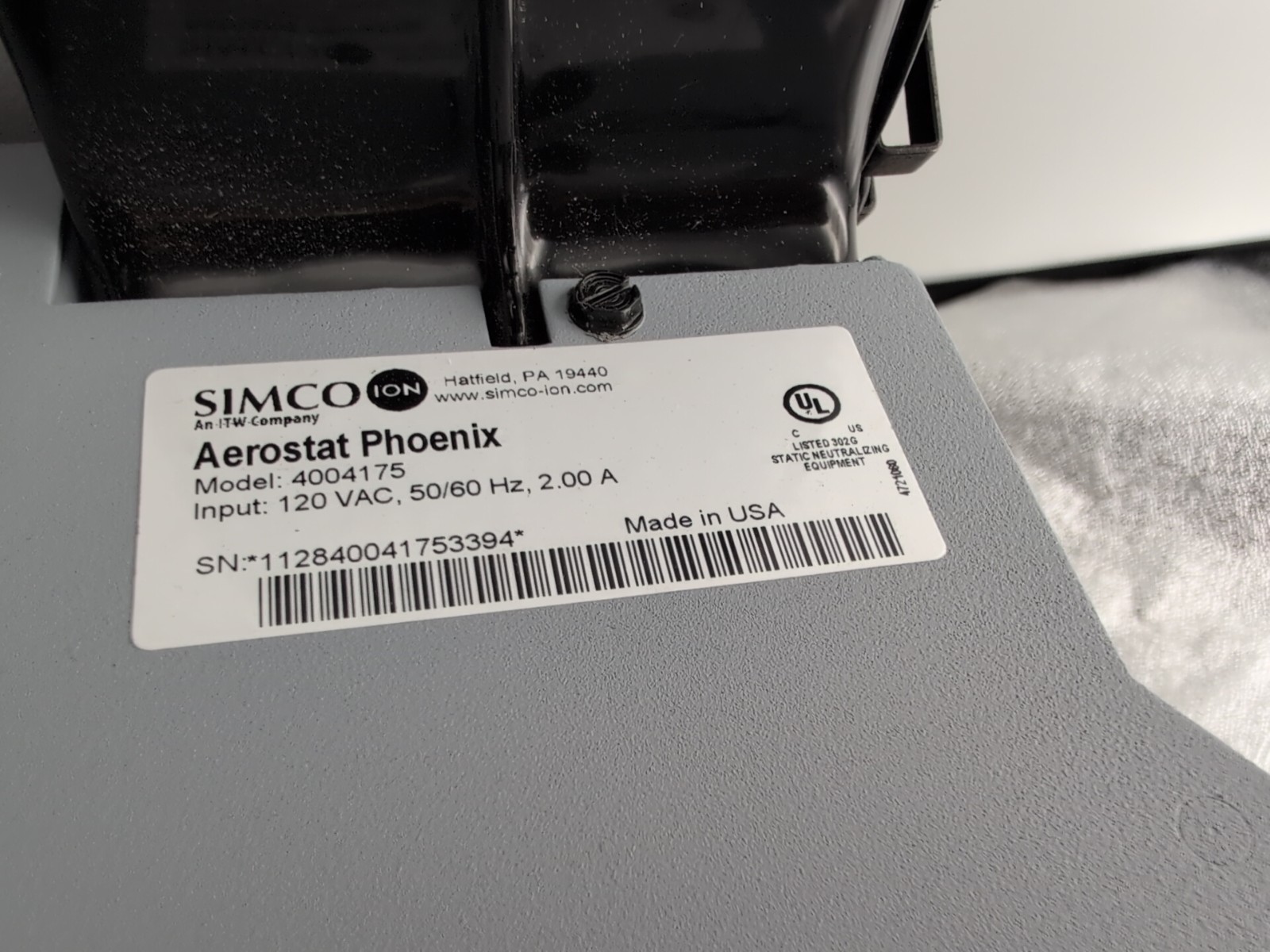SIMCO ION Aerostat Phoenix Extended Range Ionizing Air Blower 4004175, 120VAC
