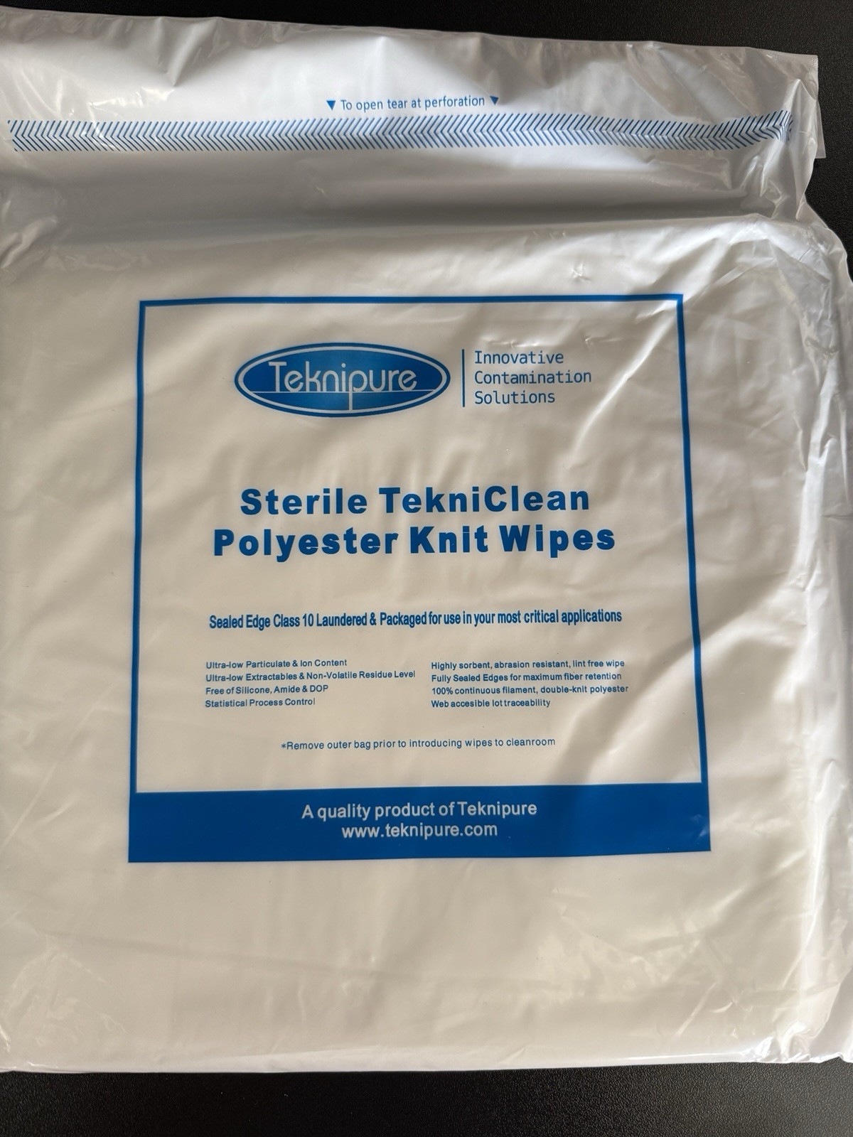 Teknipure Sterile 9″ x 9″ Microfiber Lint-Free Cleanroom Wipes 20 Pack Of 20 Qty
