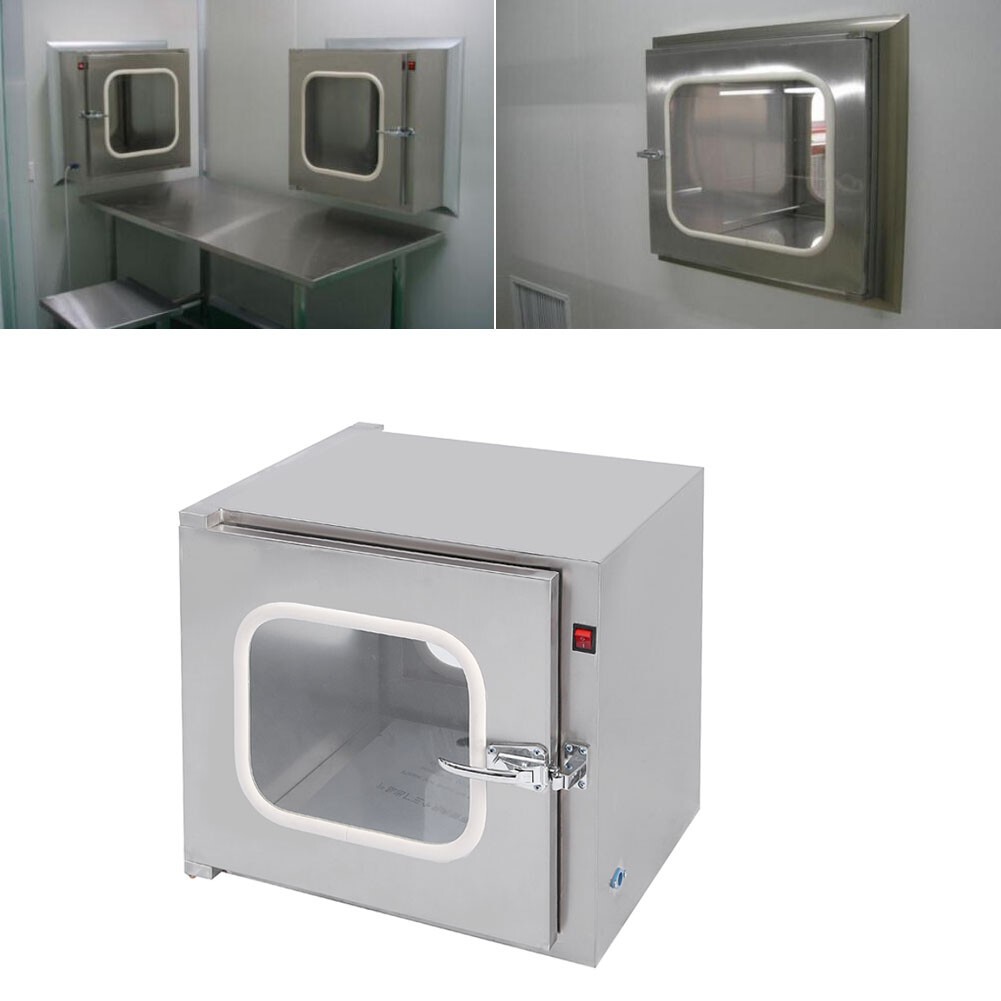 Stainless Steel Cleanroom Tech Pass Through Double Door Transfer Window 110V
